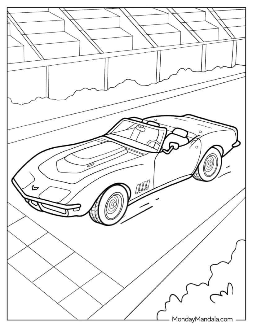 Convertible Corvette Car To Color coloring page