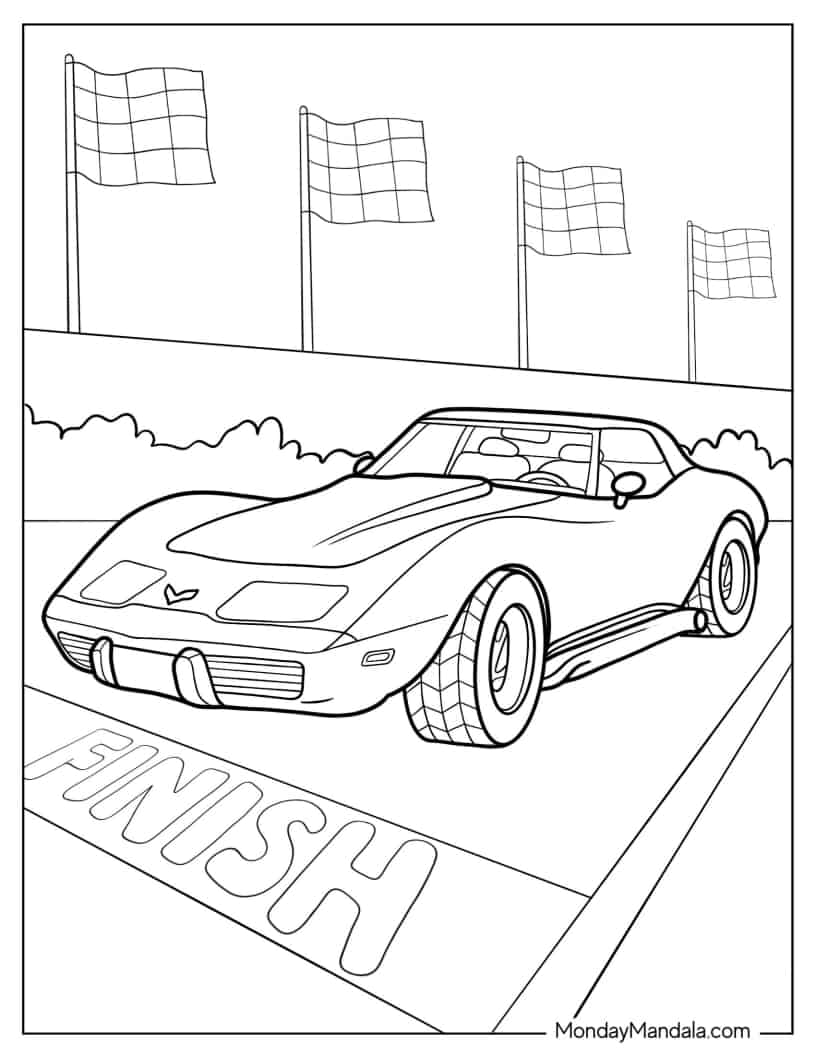 Corvette American Muscle Car To Color coloring page