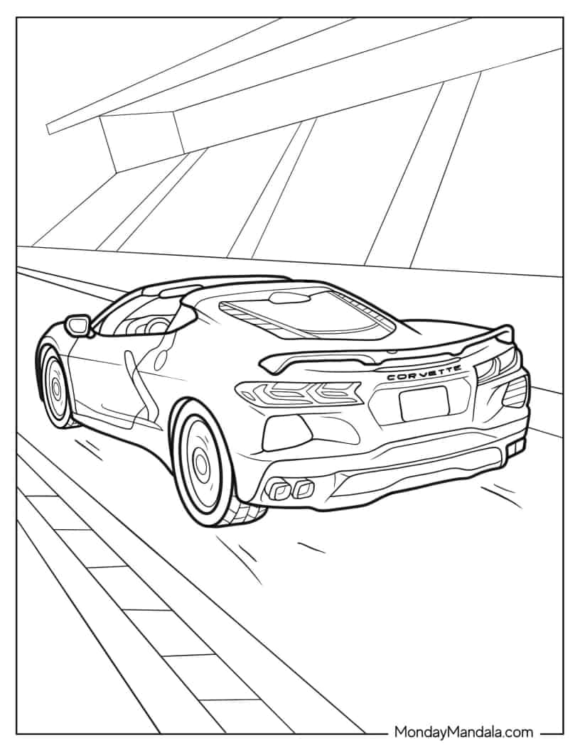 Corvette Racing On Track To Color coloring page