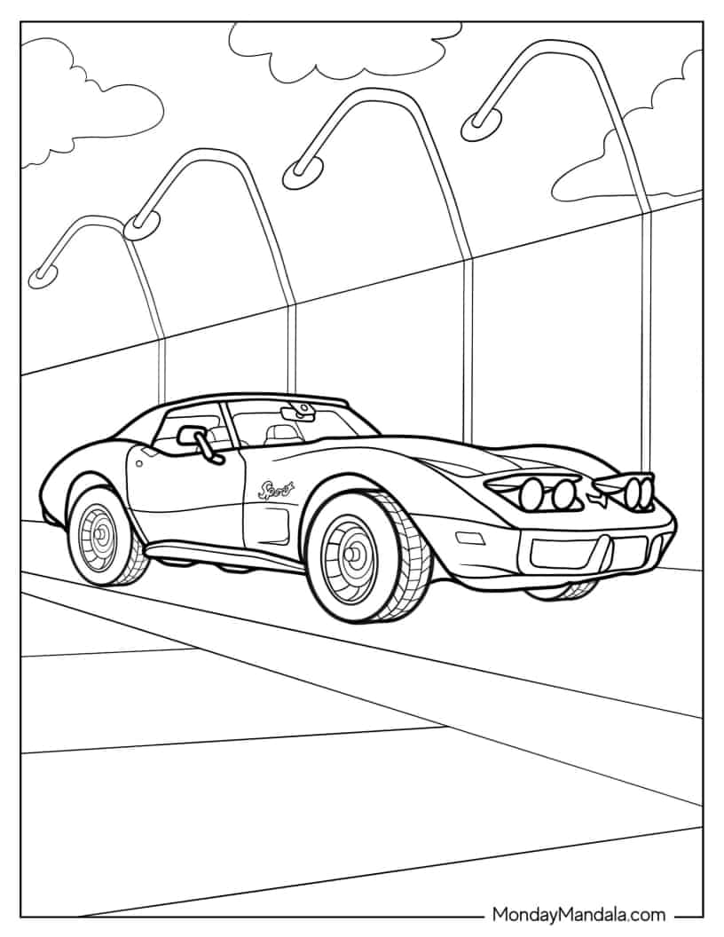 Detailed Corvette LS6 Coloring Page coloring page