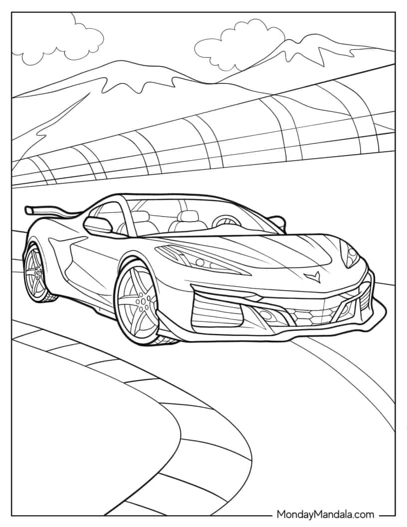 Detailed Corvette Stingray To Color coloring page