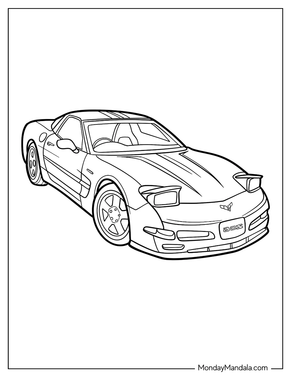 Easy Corvette Outline Coloring Sheet for Kids coloring page