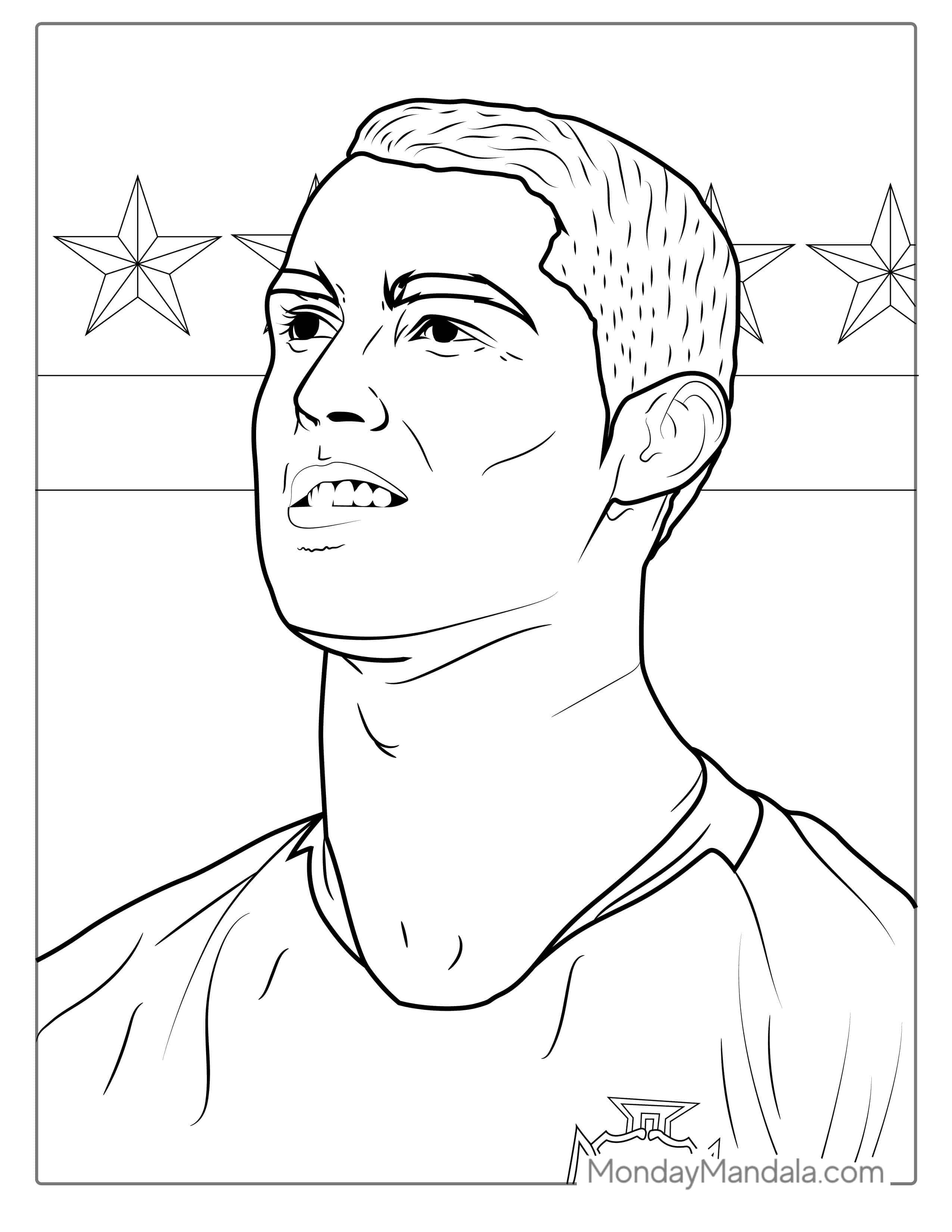 Closeup Of Cristiano Ronaldo coloring page