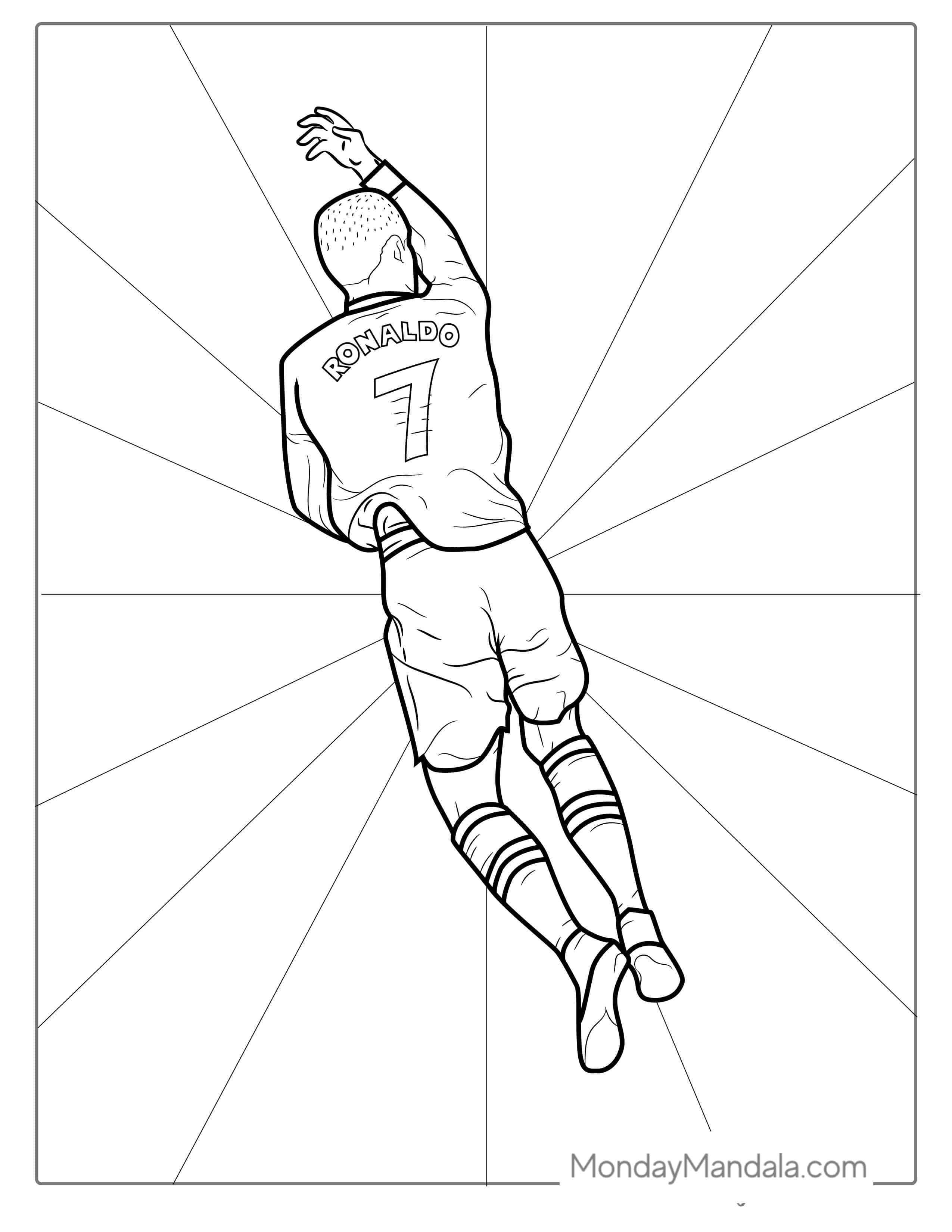 Cristiano Ronaldo After Scoring Coloring In coloring page — printable line art