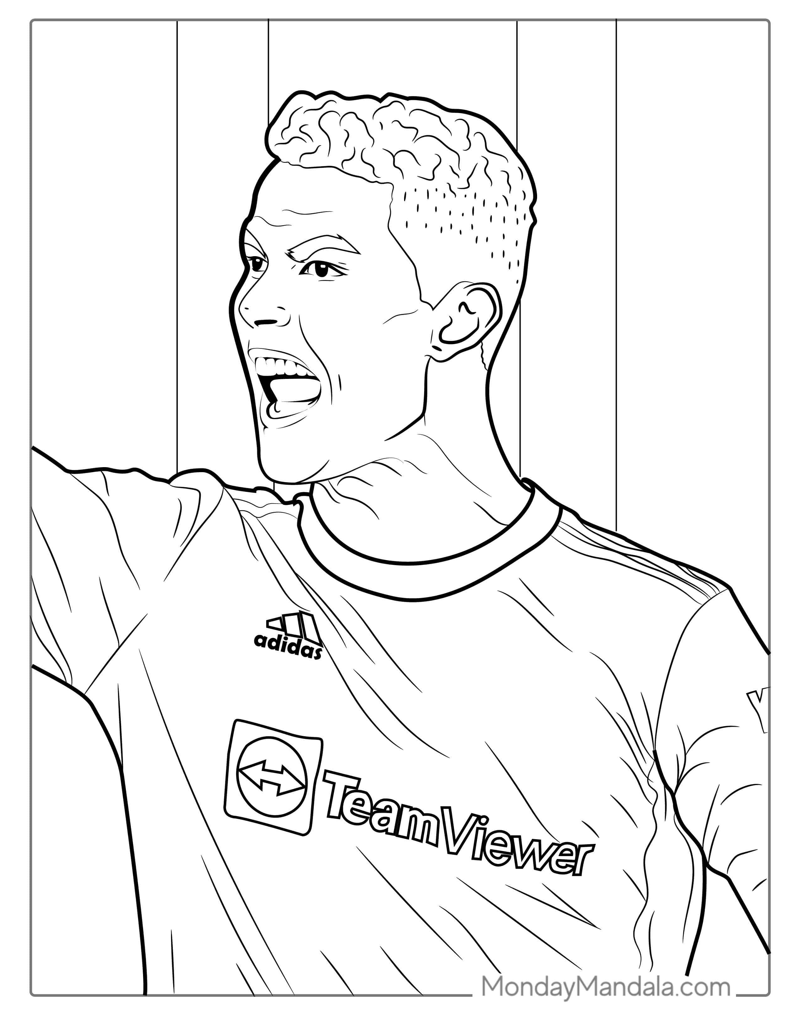Cristiano Ronaldo Celebrating Coloring Sheet coloring page