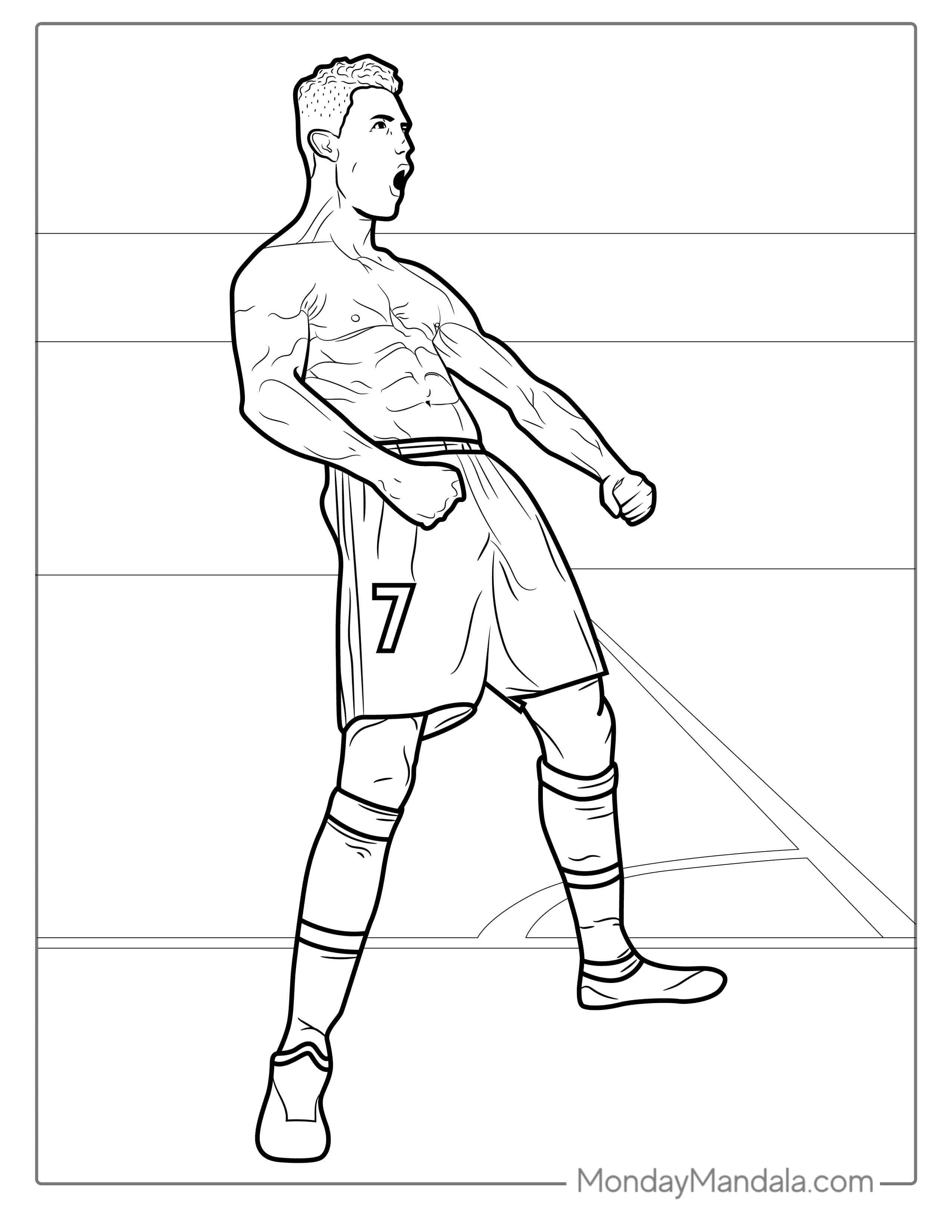 Cristiano Ronaldo Celebrating To Color coloring page