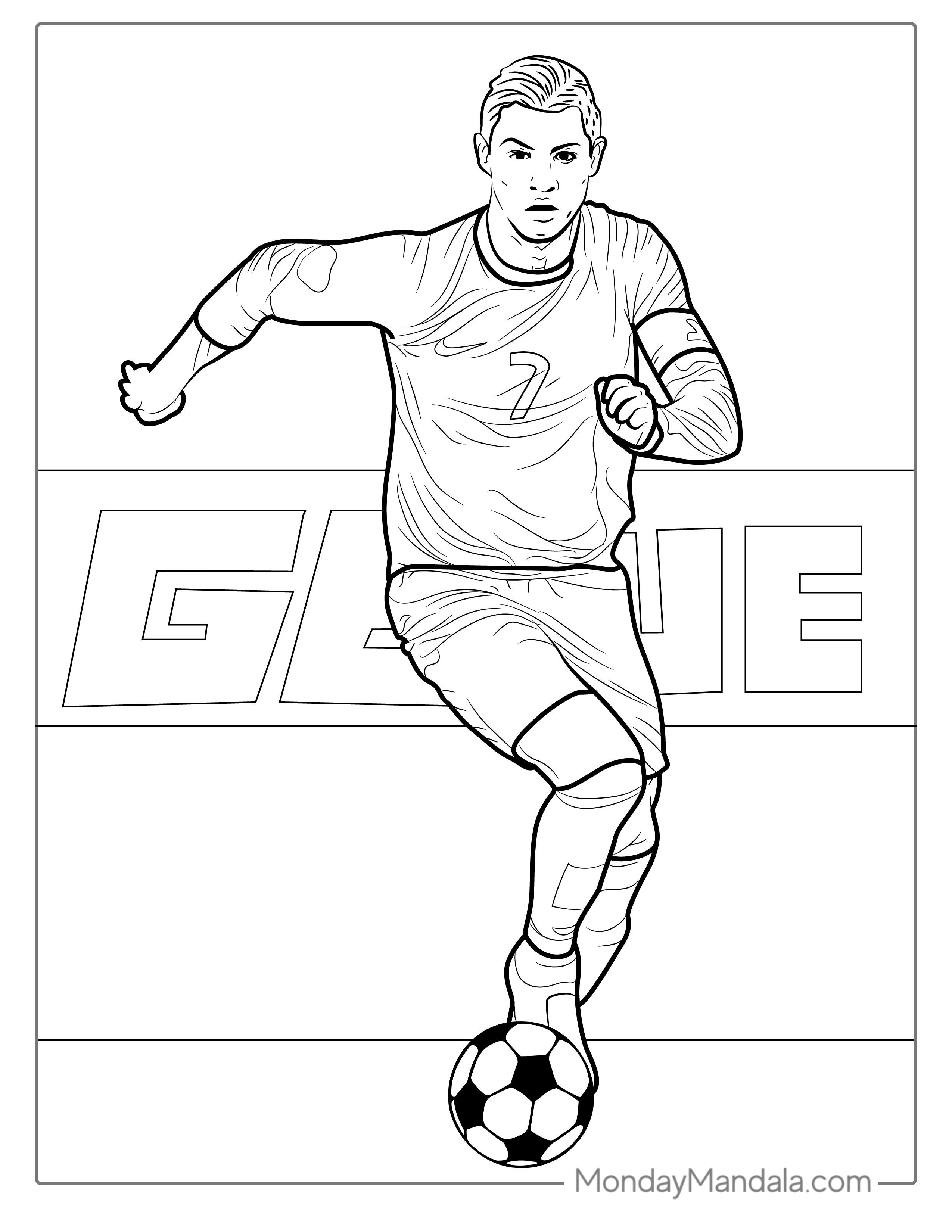 Cristiano Ronaldo Dribbling Ball coloring page