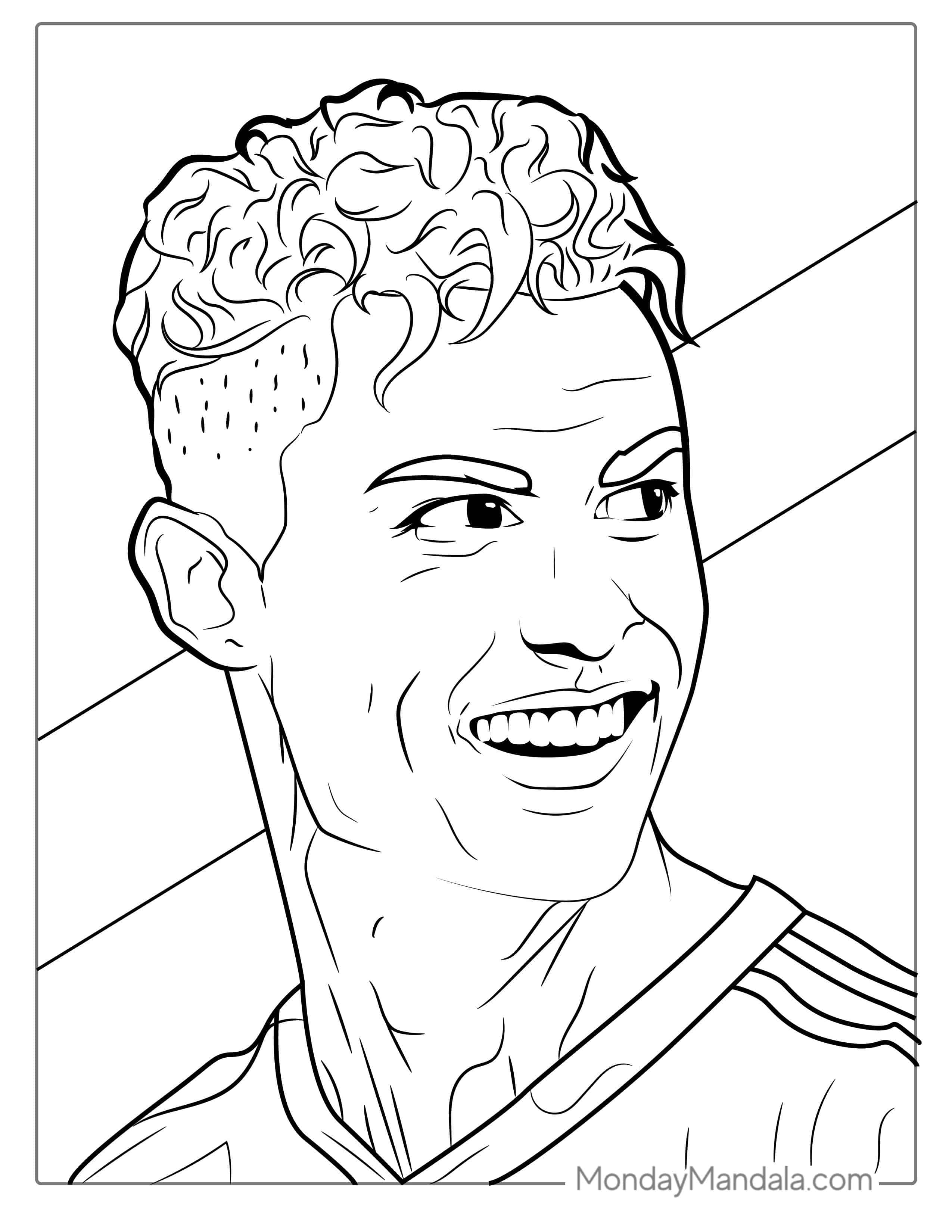 Cristiano Ronaldo Smiling Coloring Sheet coloring page
