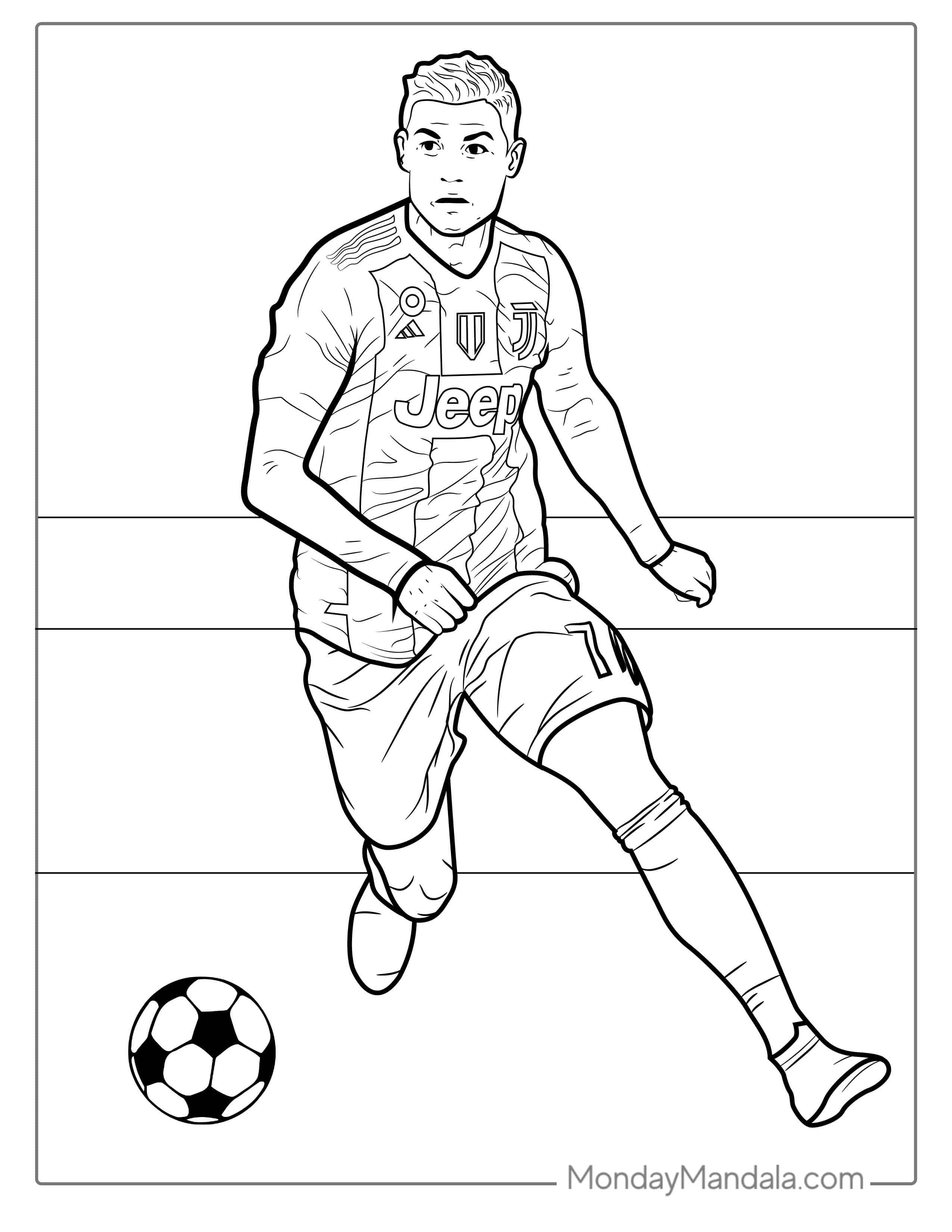 Cristiano Ronaldo With Soccer Ball Coloring coloring page