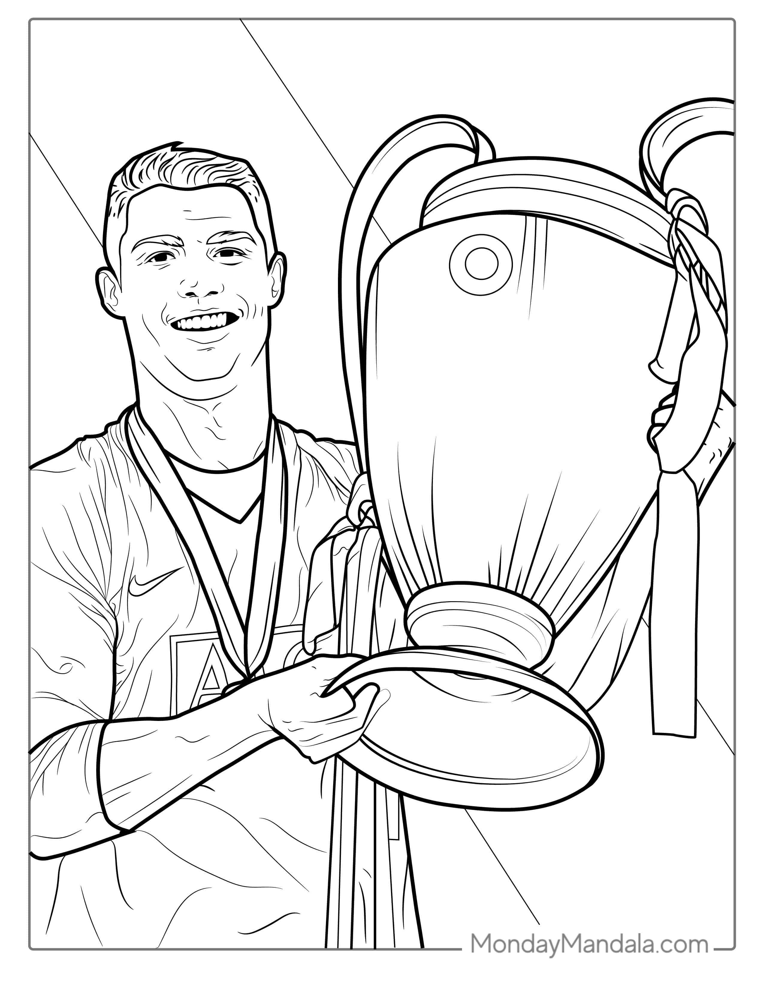 Ronaldo Holding Trophy Coloring Page coloring page