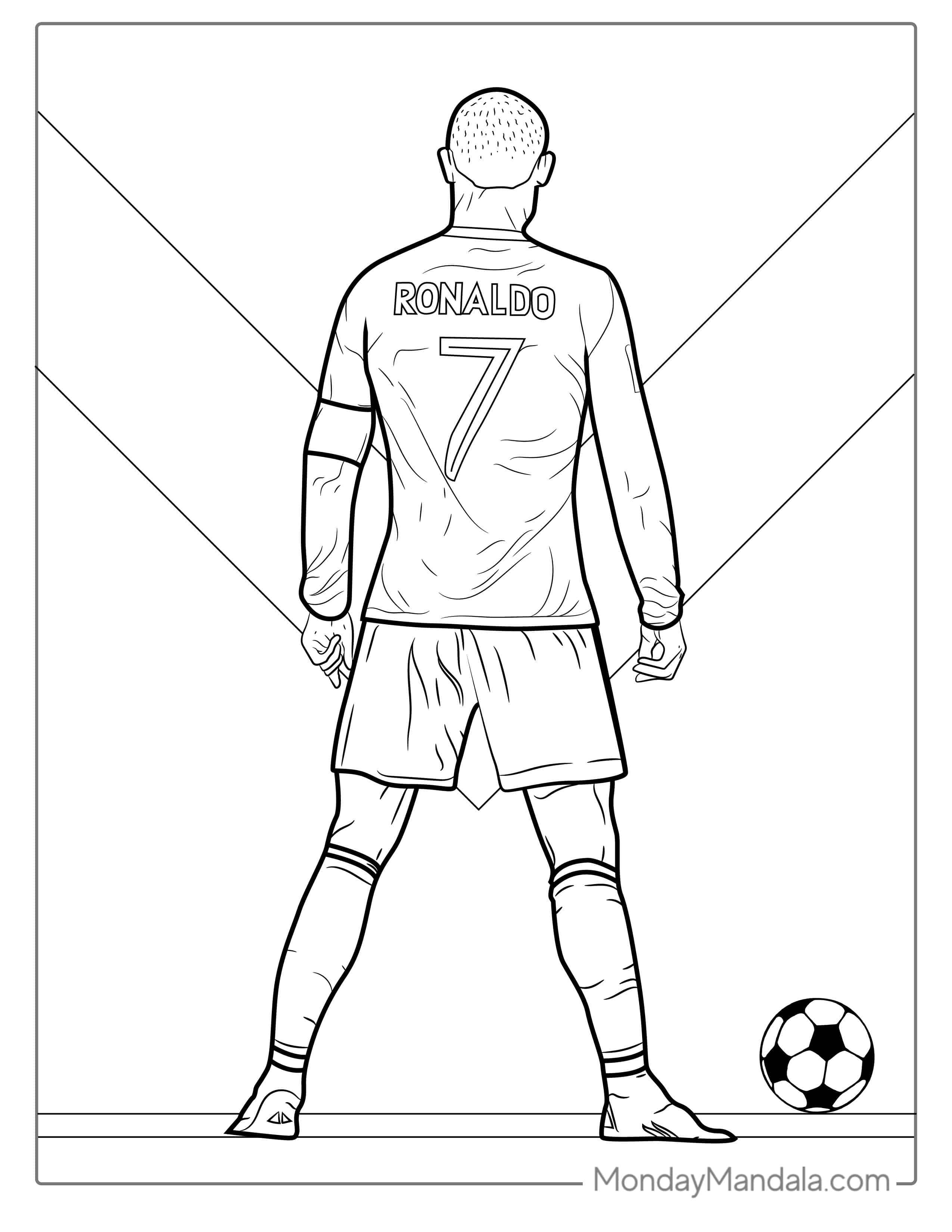 Ronaldo Penalty Shootout Coloring In coloring page — printable line art