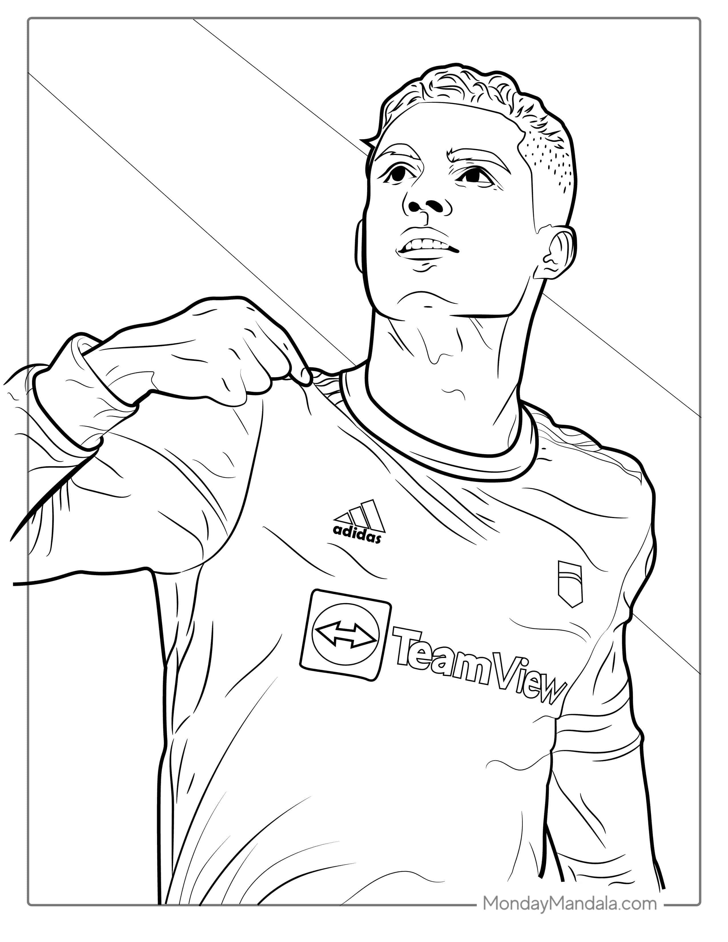 Ronaldo Scoring Goal Coloring For Kids coloring page