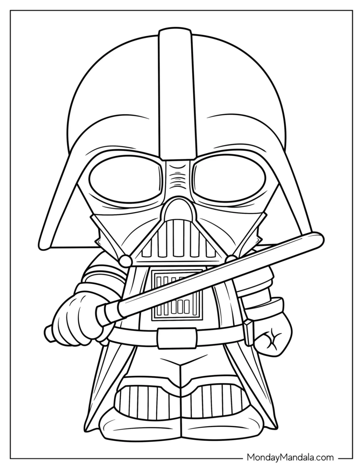 Chibi Darth Vader Coloring Page For Preschoolers coloring page