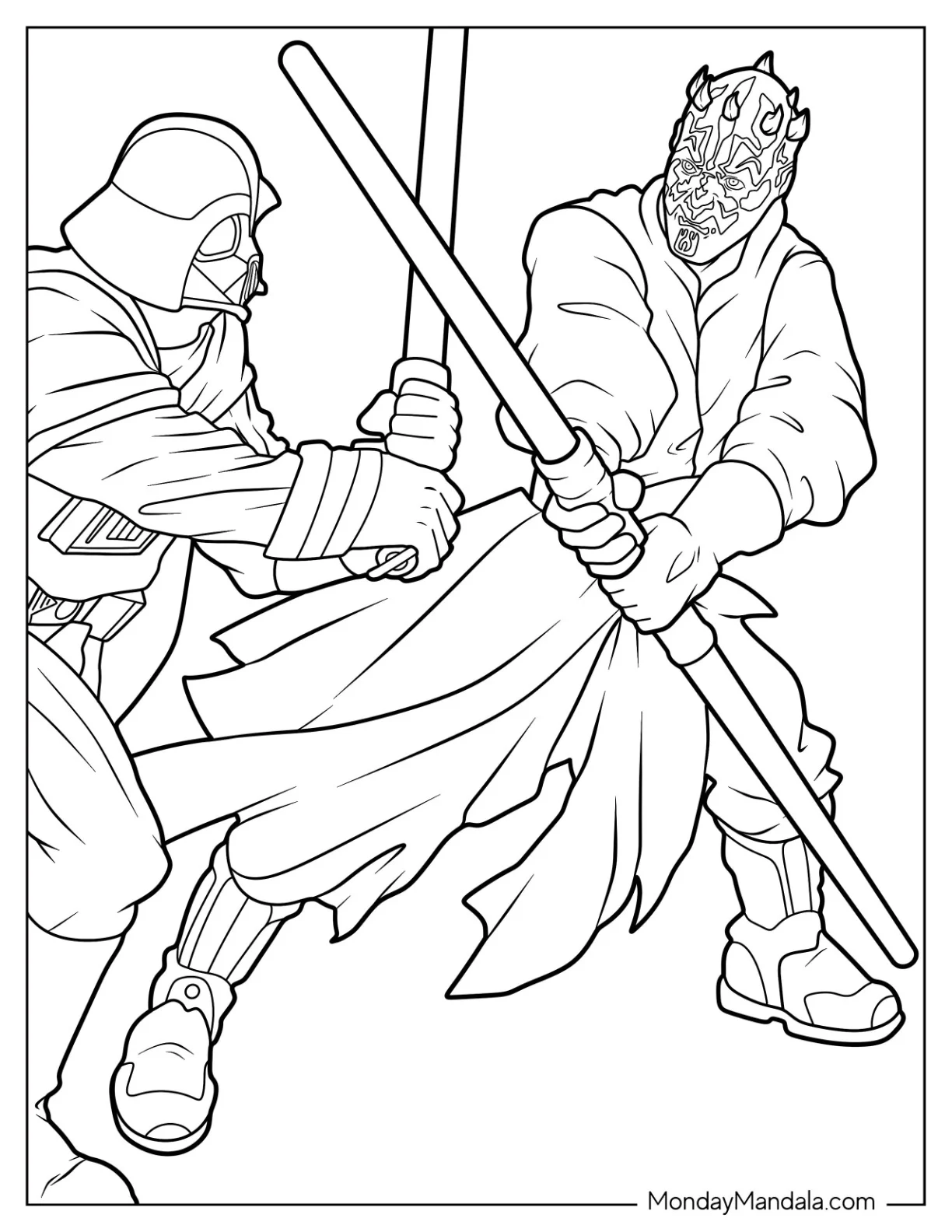 Darth Vader Coloring Page Fighting Darth Maul coloring page — printable line art