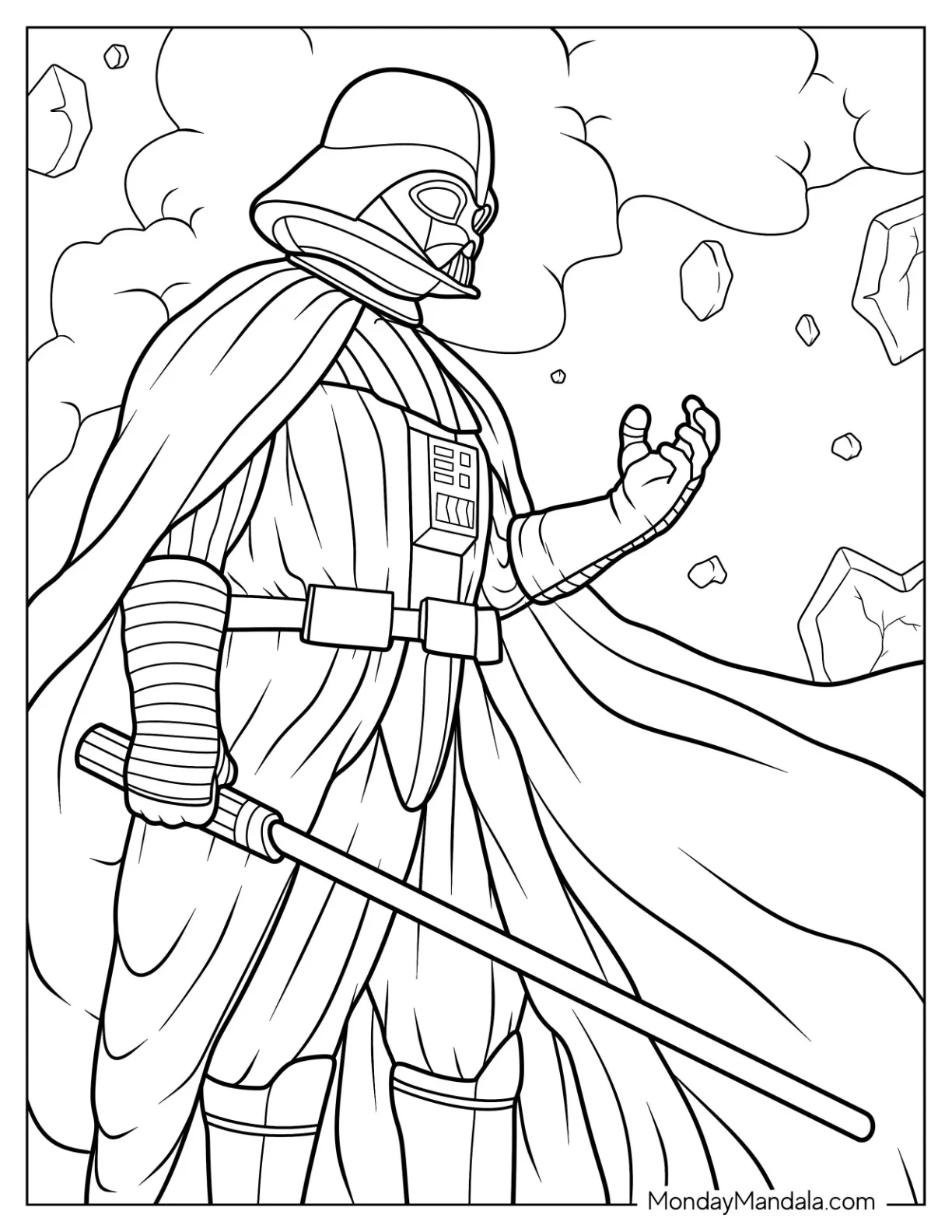Detailed Darth Vader Coloring Page  Using The Force coloring page