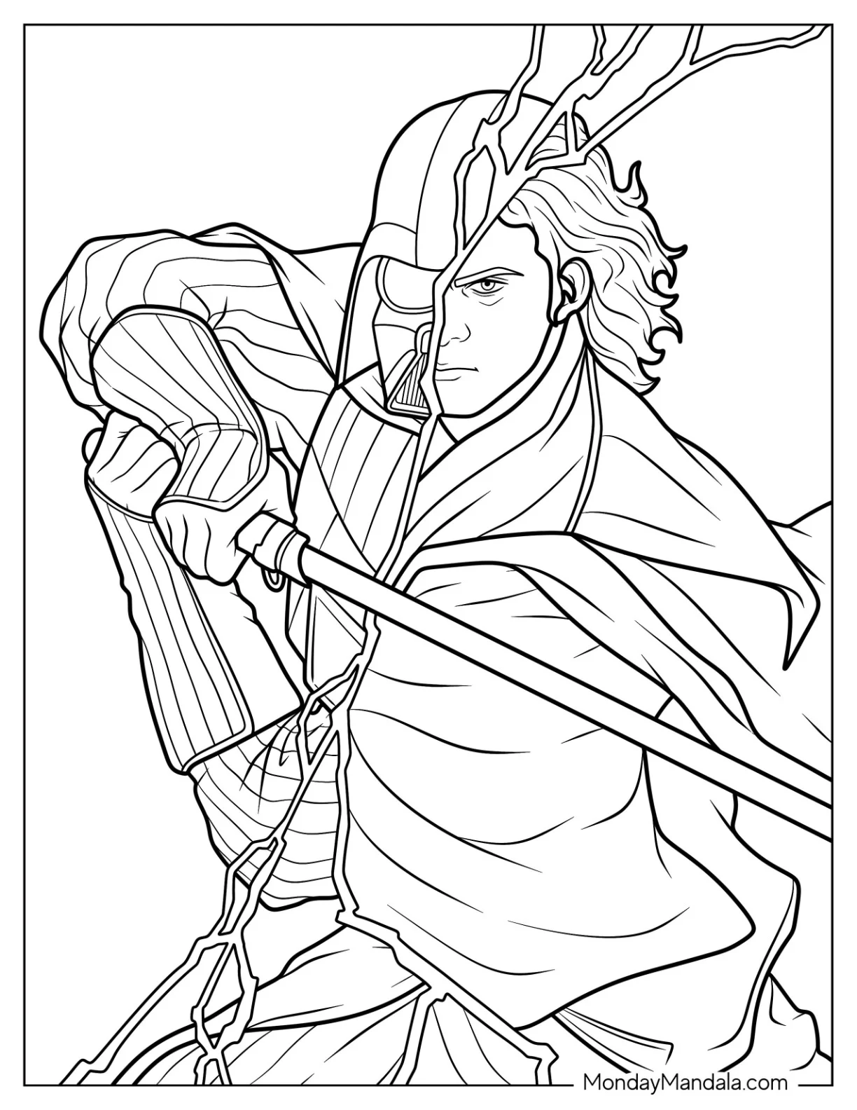 Half Anakin Skywalker Half Darth Vader Coloring Page coloring page