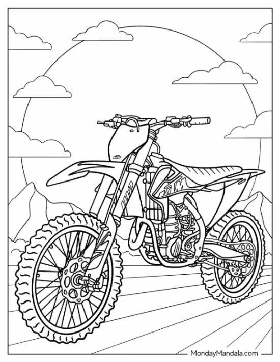 Dirt Bike Coloring Page Of KTM Motocross coloring page — printable line art