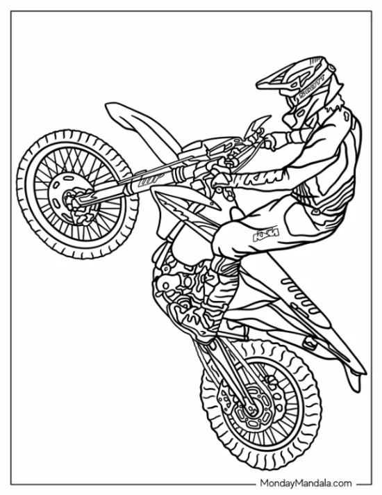 Dirt Bike Coloring Page Of Rider On KTM coloring page