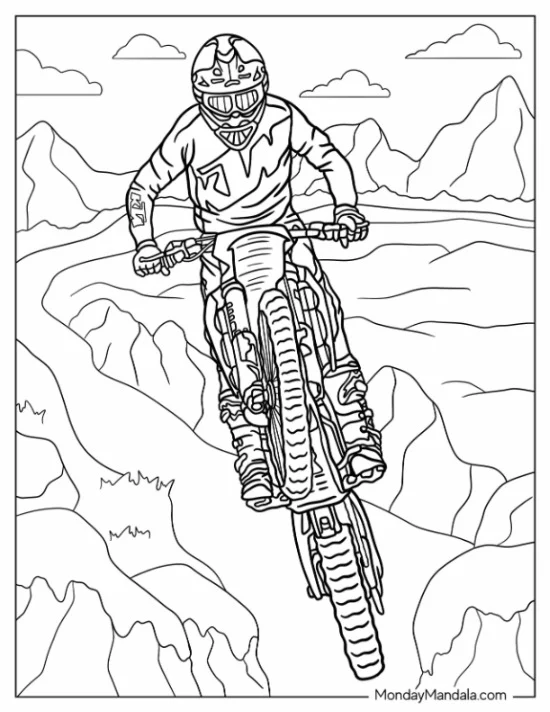 Dirt Bike Coloring Page Of Rider Performing Wheelie coloring page
