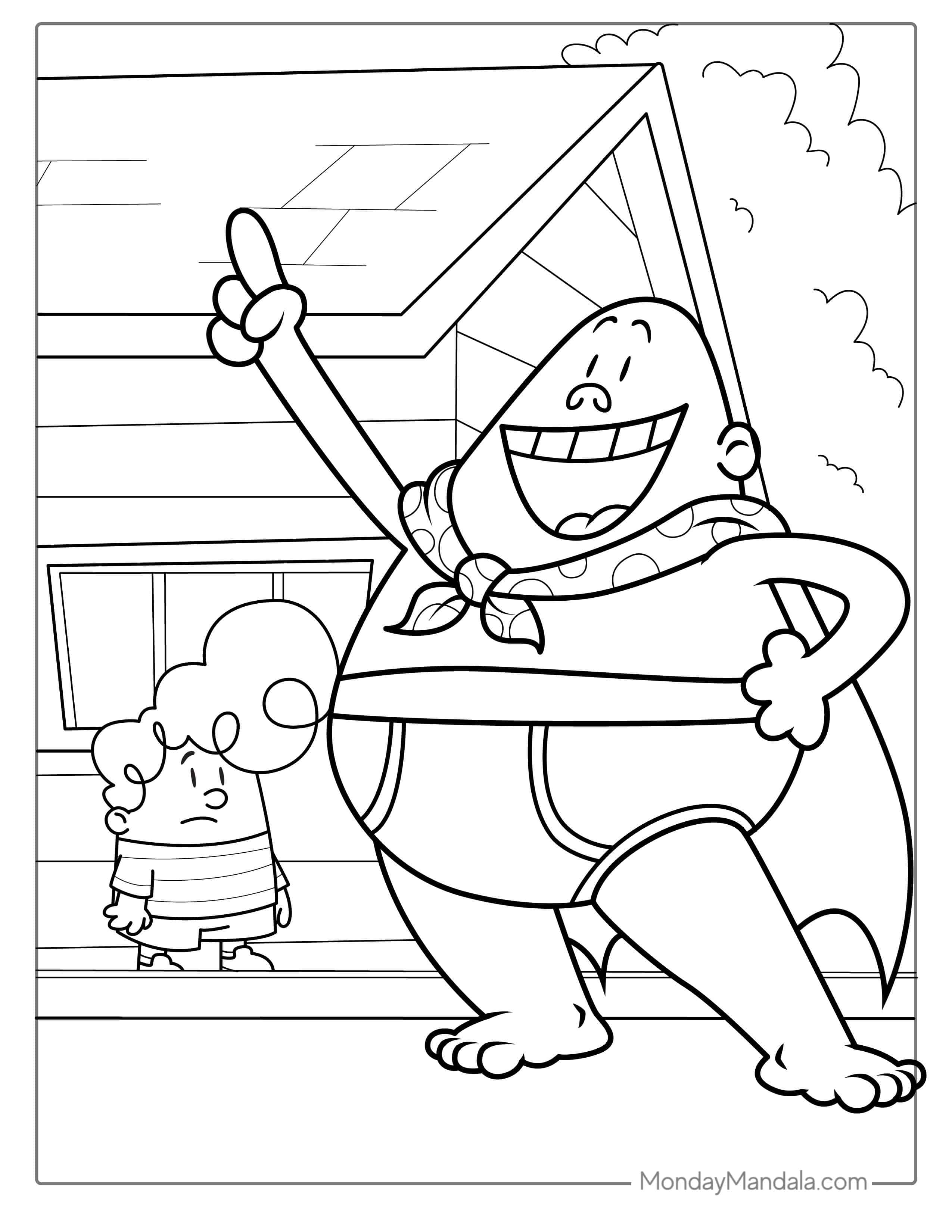 Captain Underpants Coloring Page coloring page — printable line art