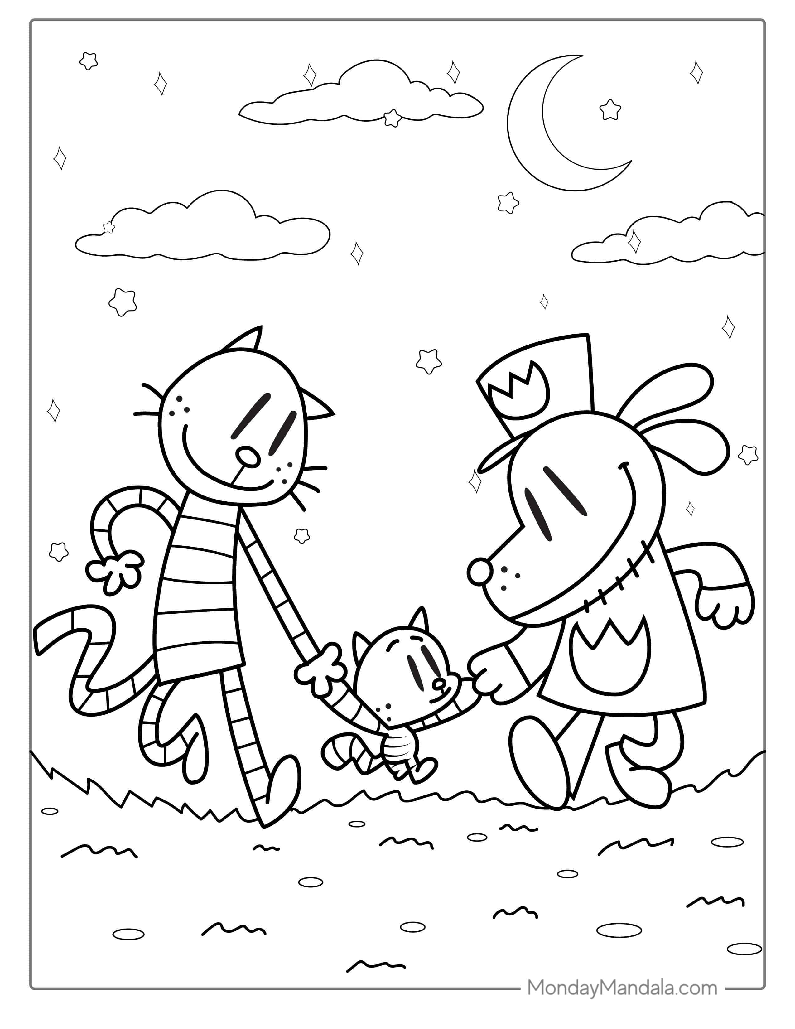 Dog Man With Petey And Li’l Petey To Color coloring page