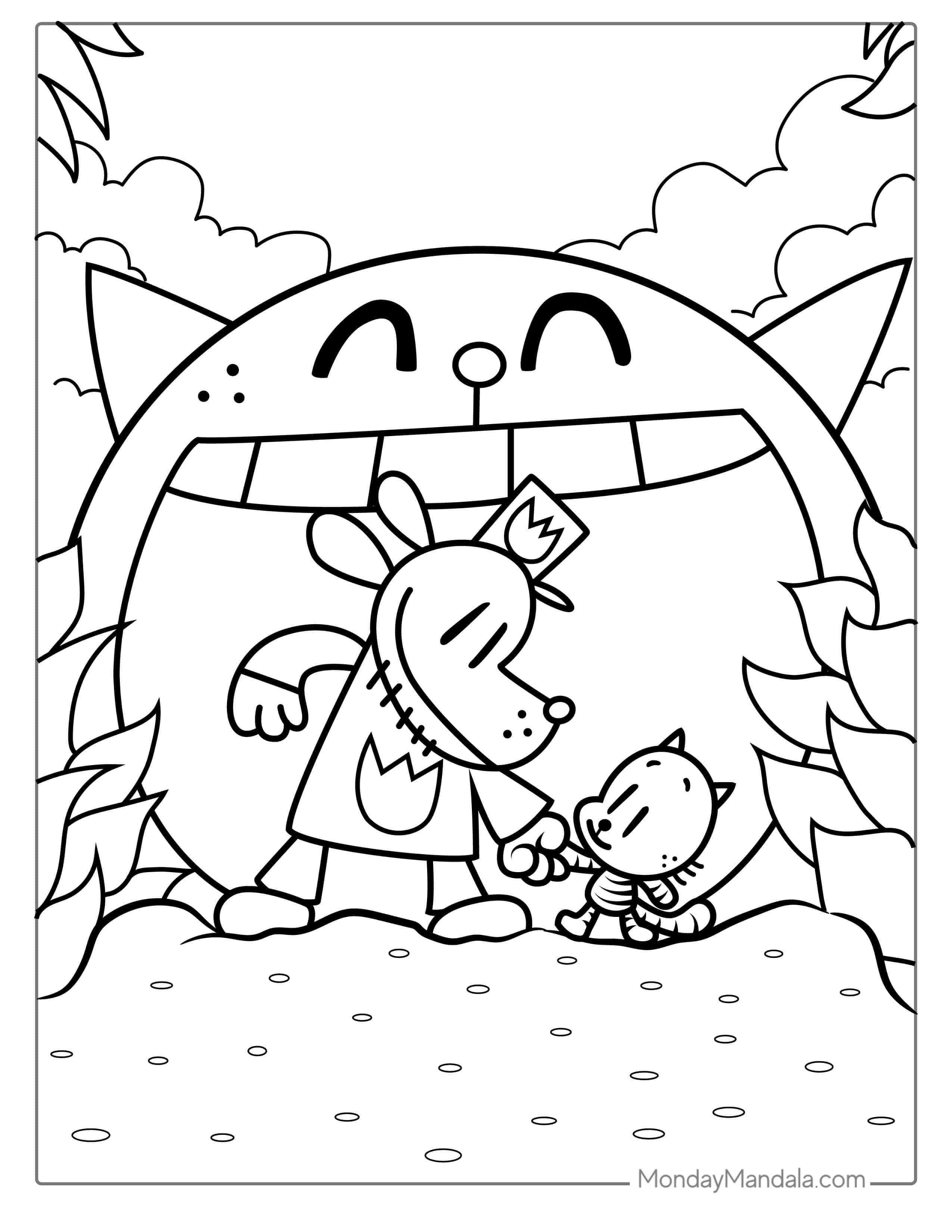 Easy Coloring Page Of Dog Man and Li’l Petey coloring page