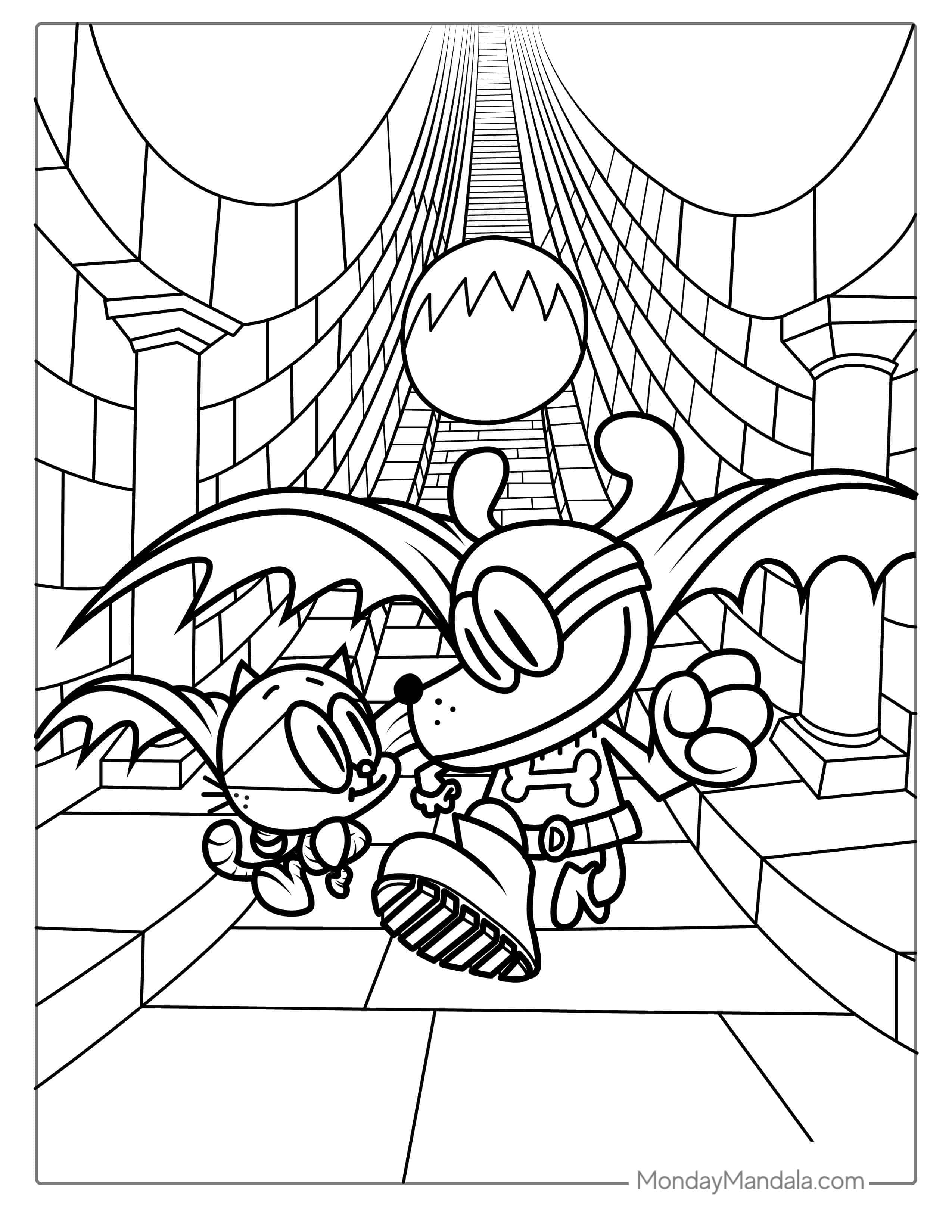 The Bark Knight And Li’l Petey Coloring Sheet coloring page — printable line art