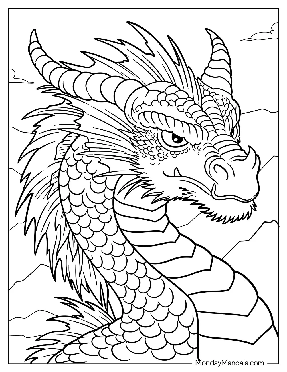 Angry Cartoon Dragon Coloring Page coloring page