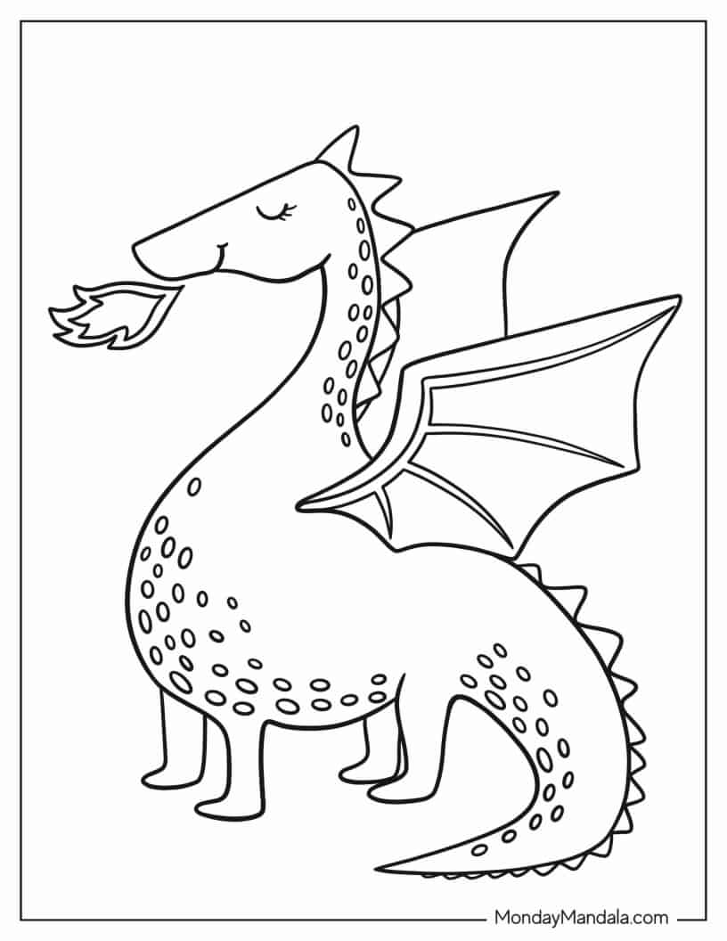 Coloring Page Of a Dragon For Toddlers coloring page — printable line art