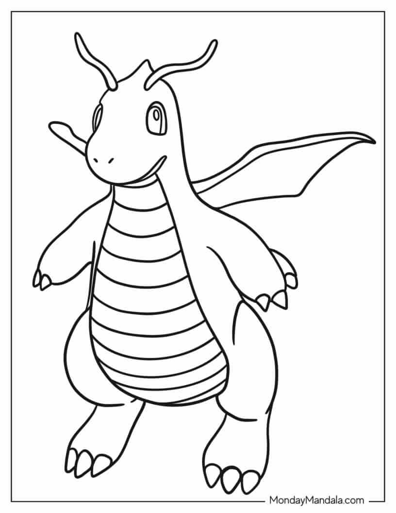 Dragonite Pokemon To Color coloring page
