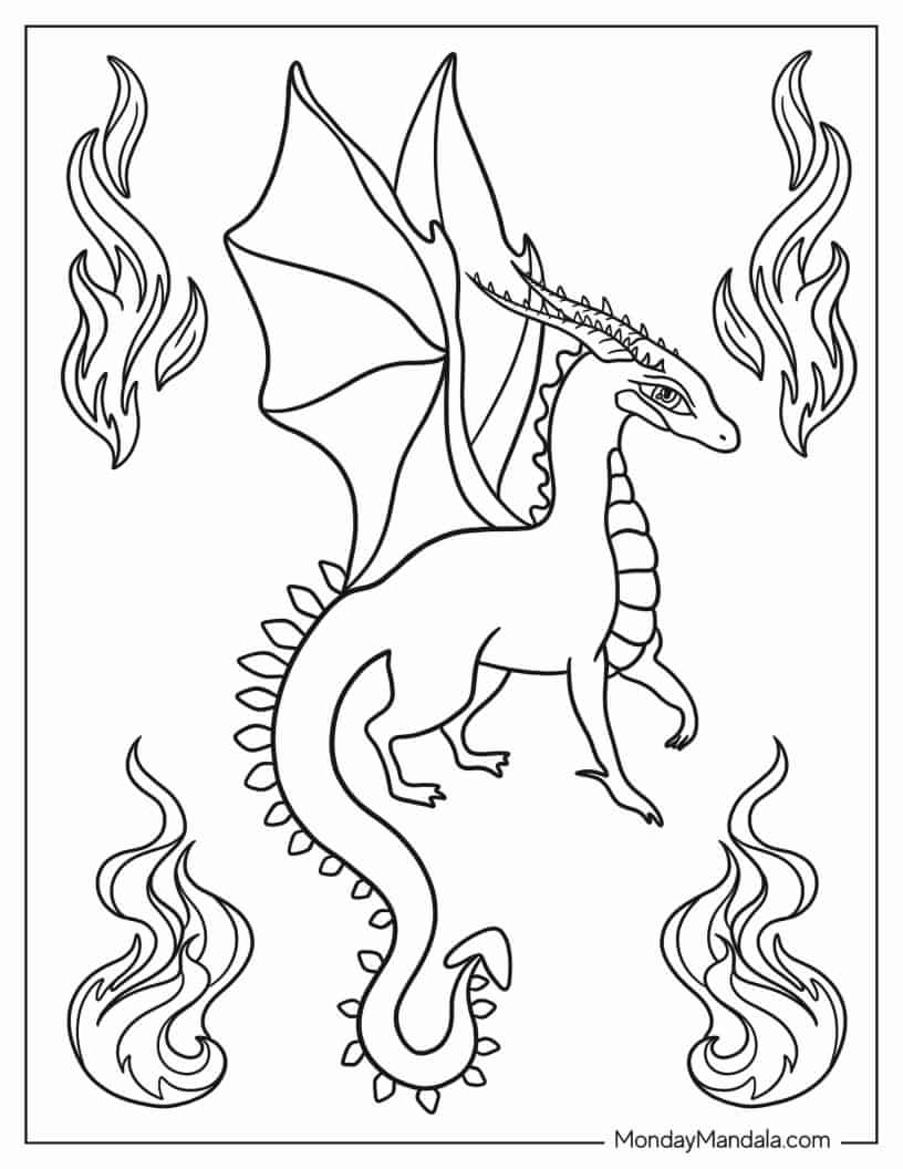 Easy To Color Dragon For Kids coloring page