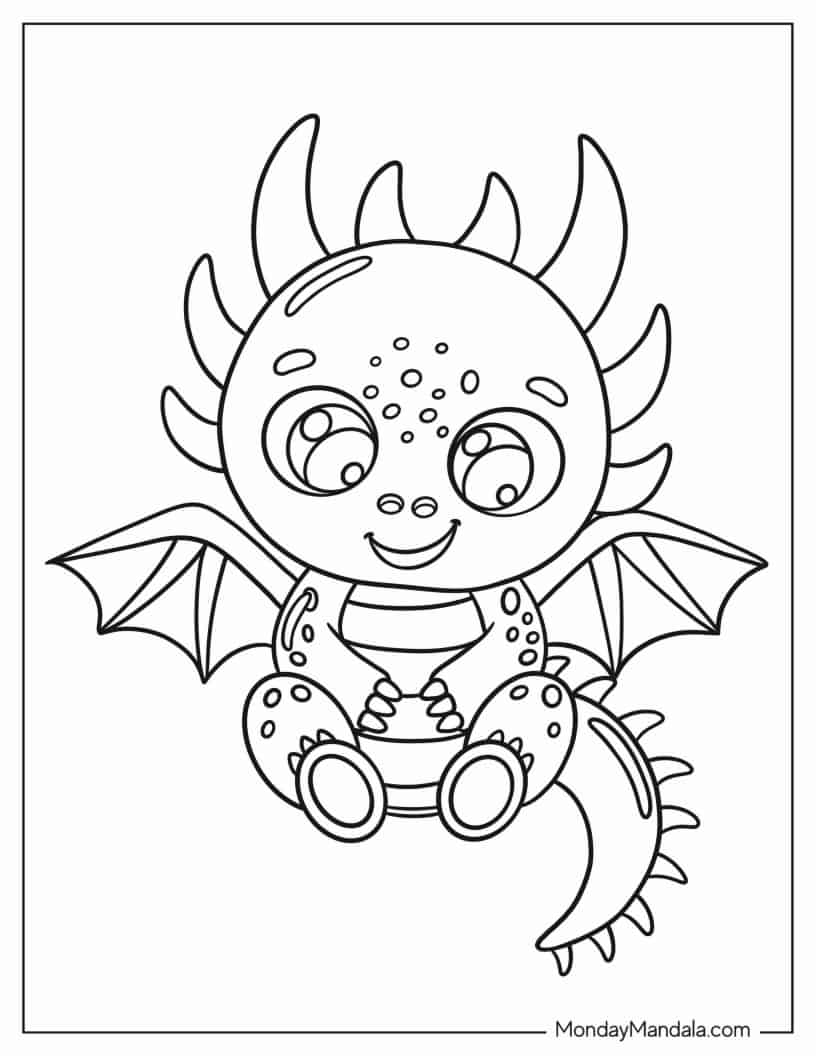 Easy To Color Dragon For Toddlers coloring page