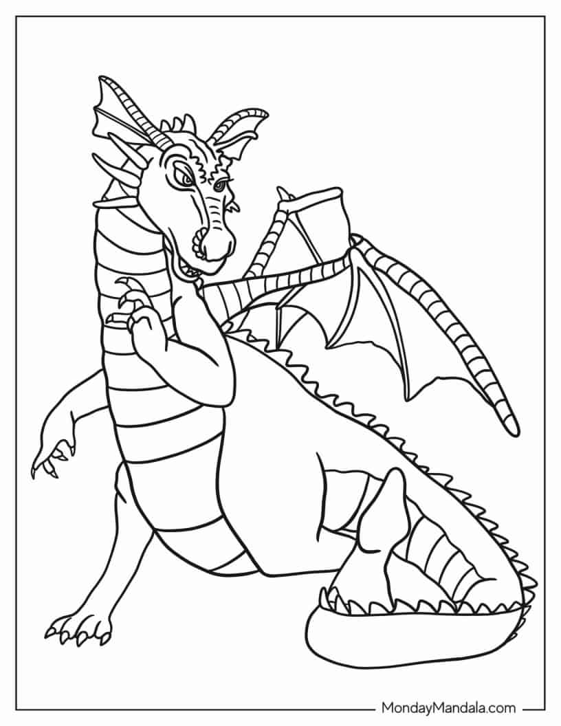 Girl Dragon From Shrek To Color coloring page — printable line art