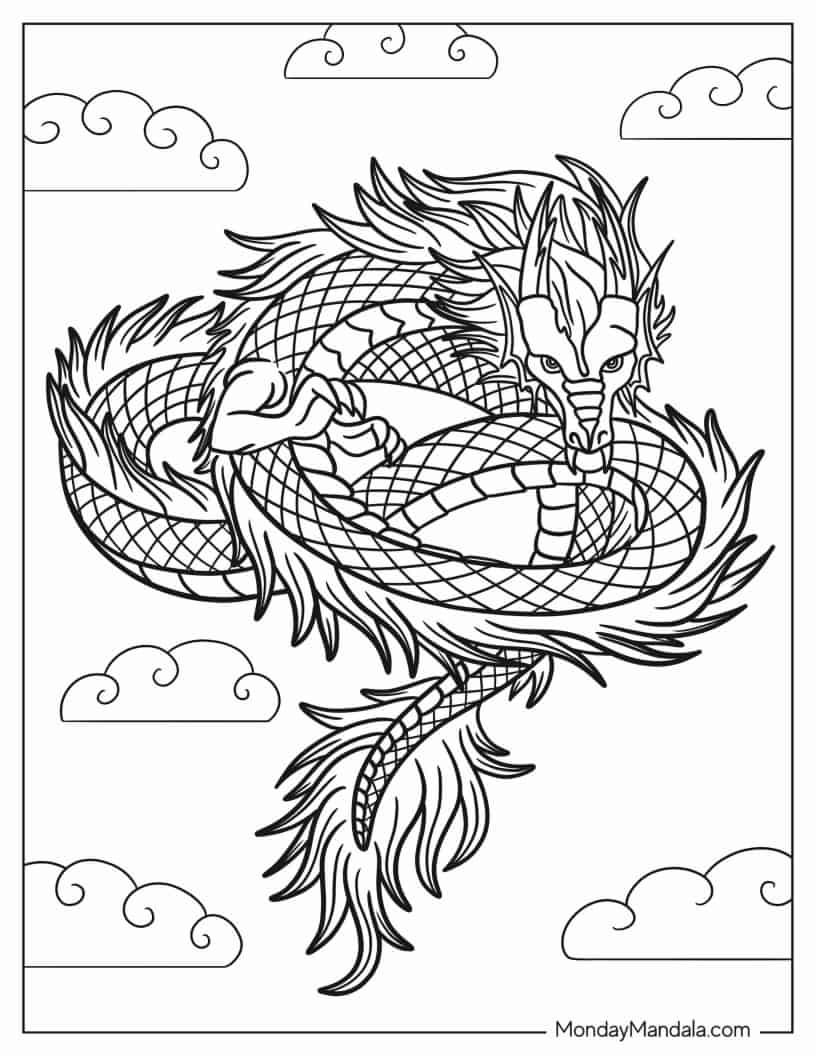 Mythical Dragon Coloring Sheet coloring page — printable line art