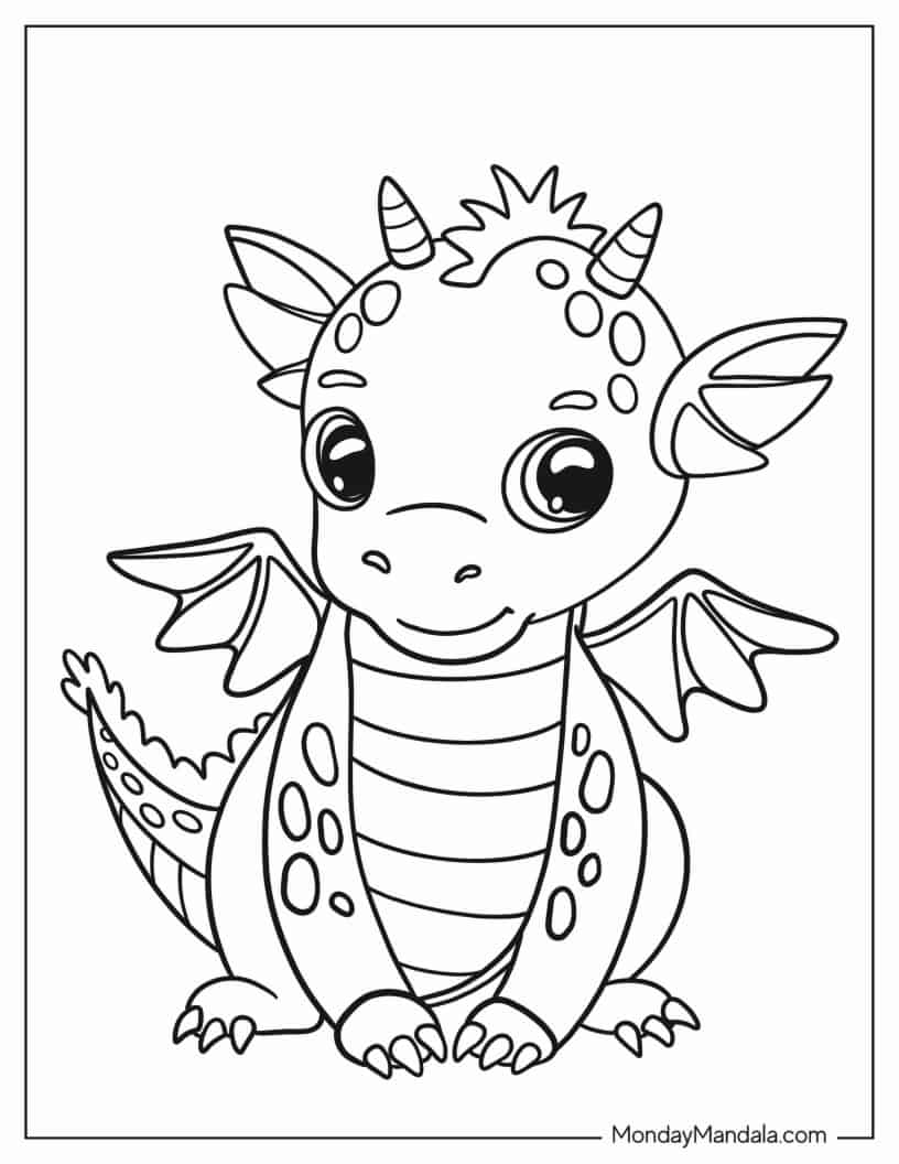 Super Cute Dragon To Color In coloring page — printable line art