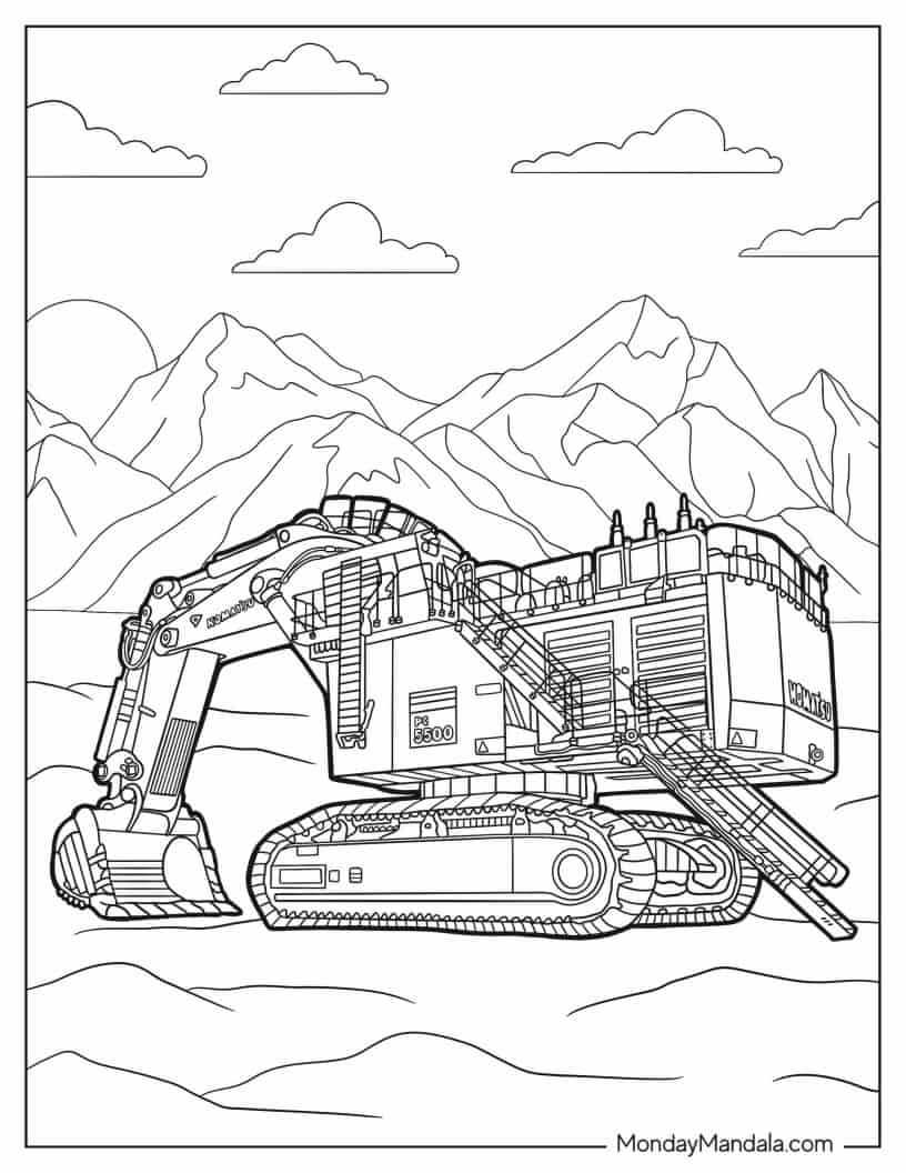 Komatsu Mining Excavator To Color coloring page