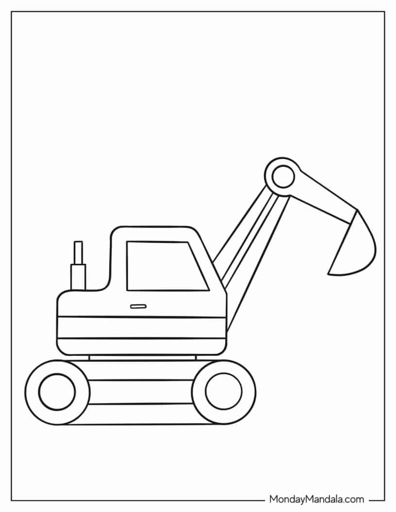 Simple Outline Of An Excavator For Preschoolers coloring page