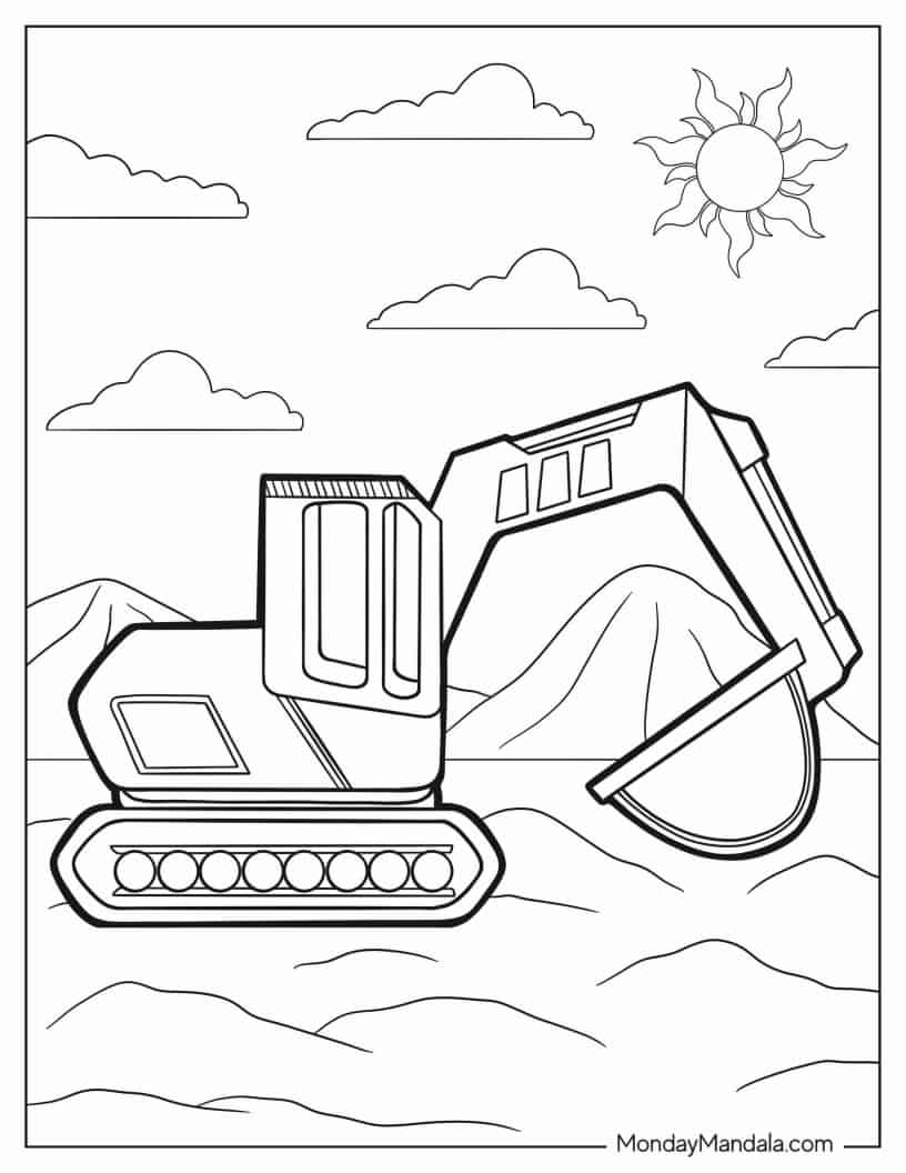 Simple To Color Digger For Kids coloring page
