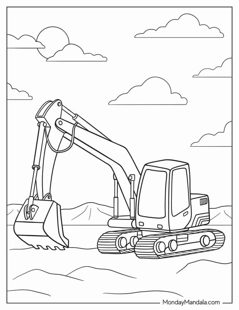 Simple To Color Excavator coloring page