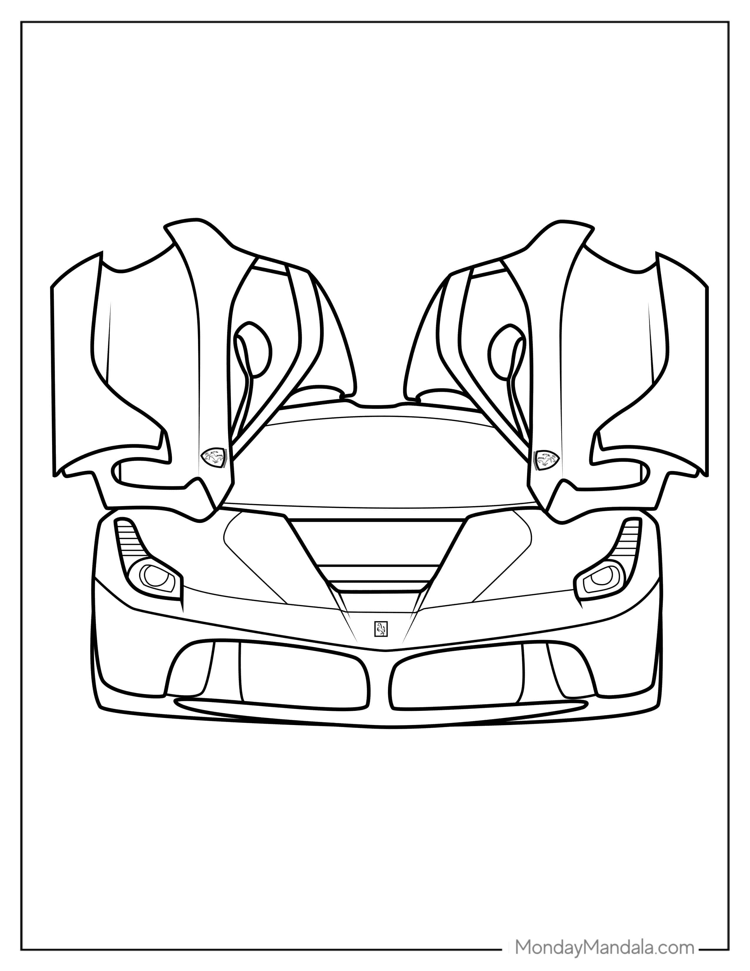 LaFerrari Race Car With Doors Open To Color coloring page