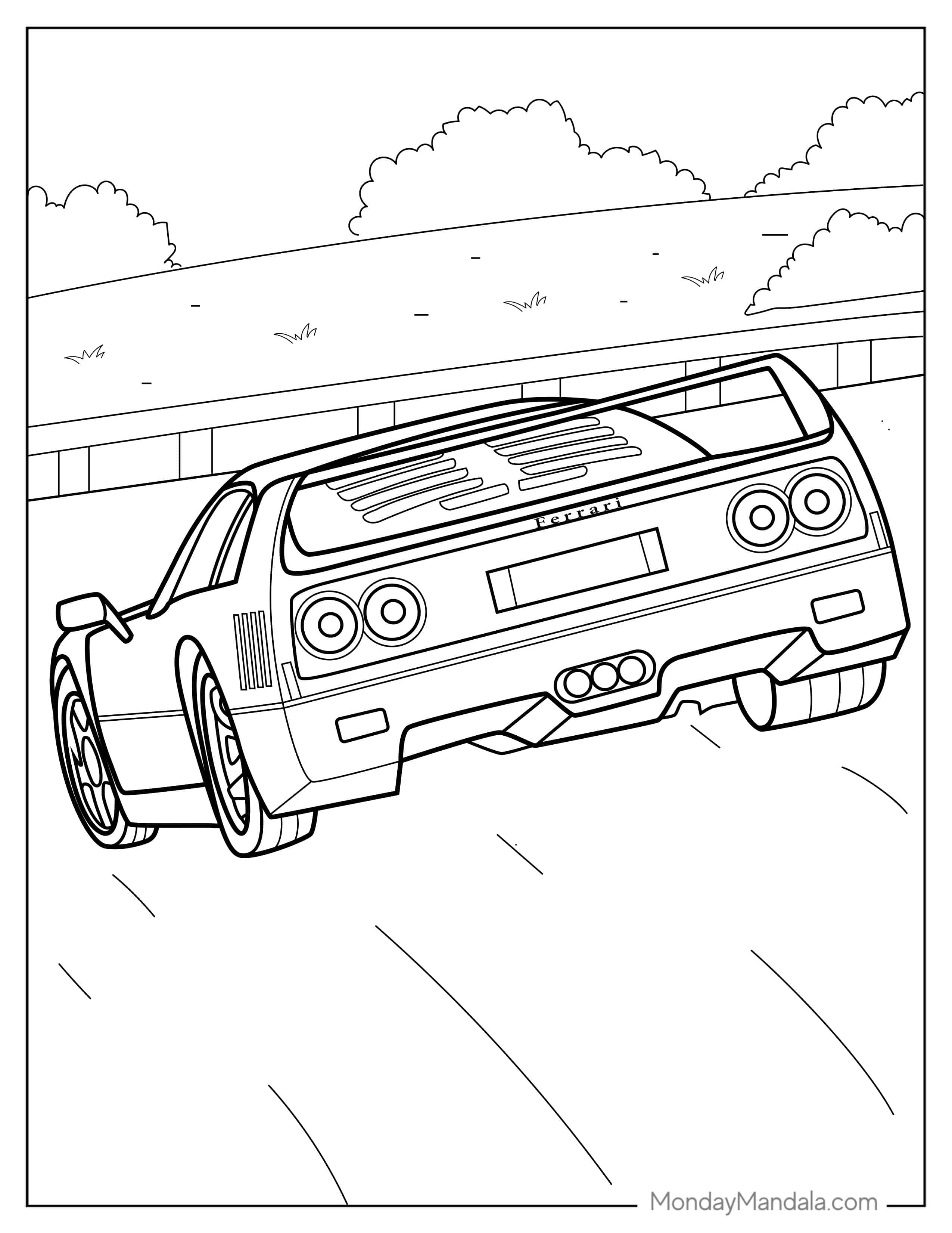 Retro Ferrari F40 Supercar To Color coloring page