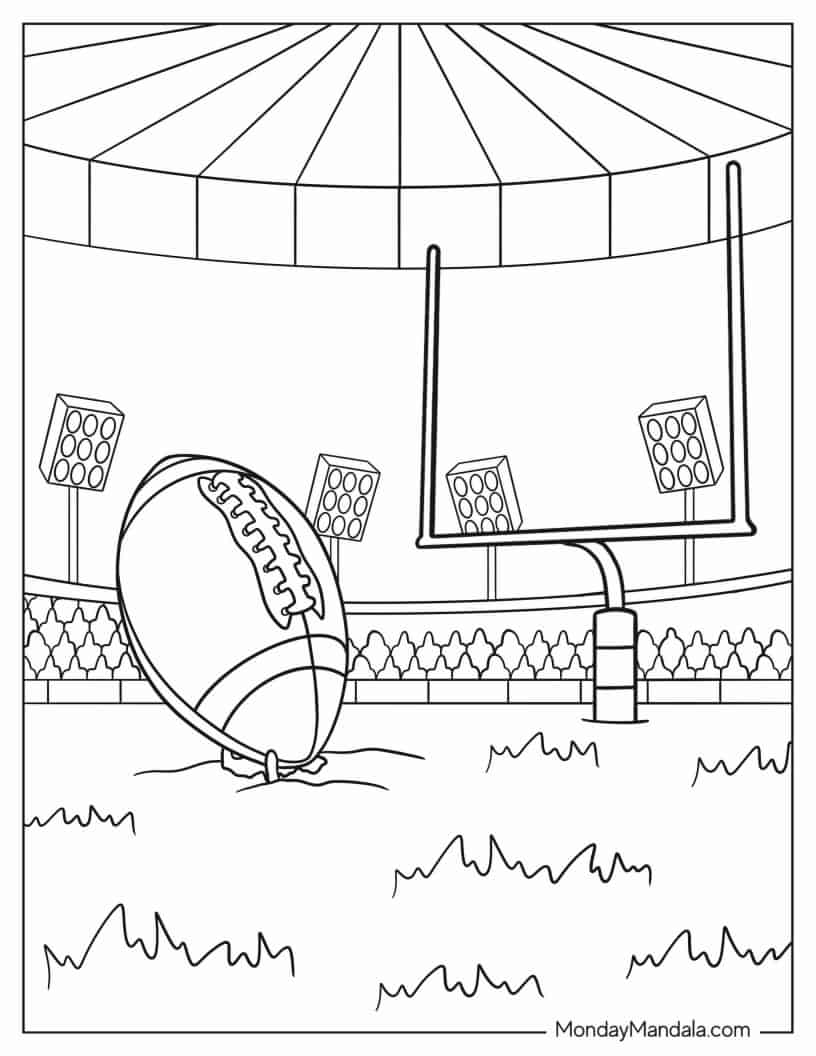 Coloring Page Of NFL Football And Goal Post coloring page