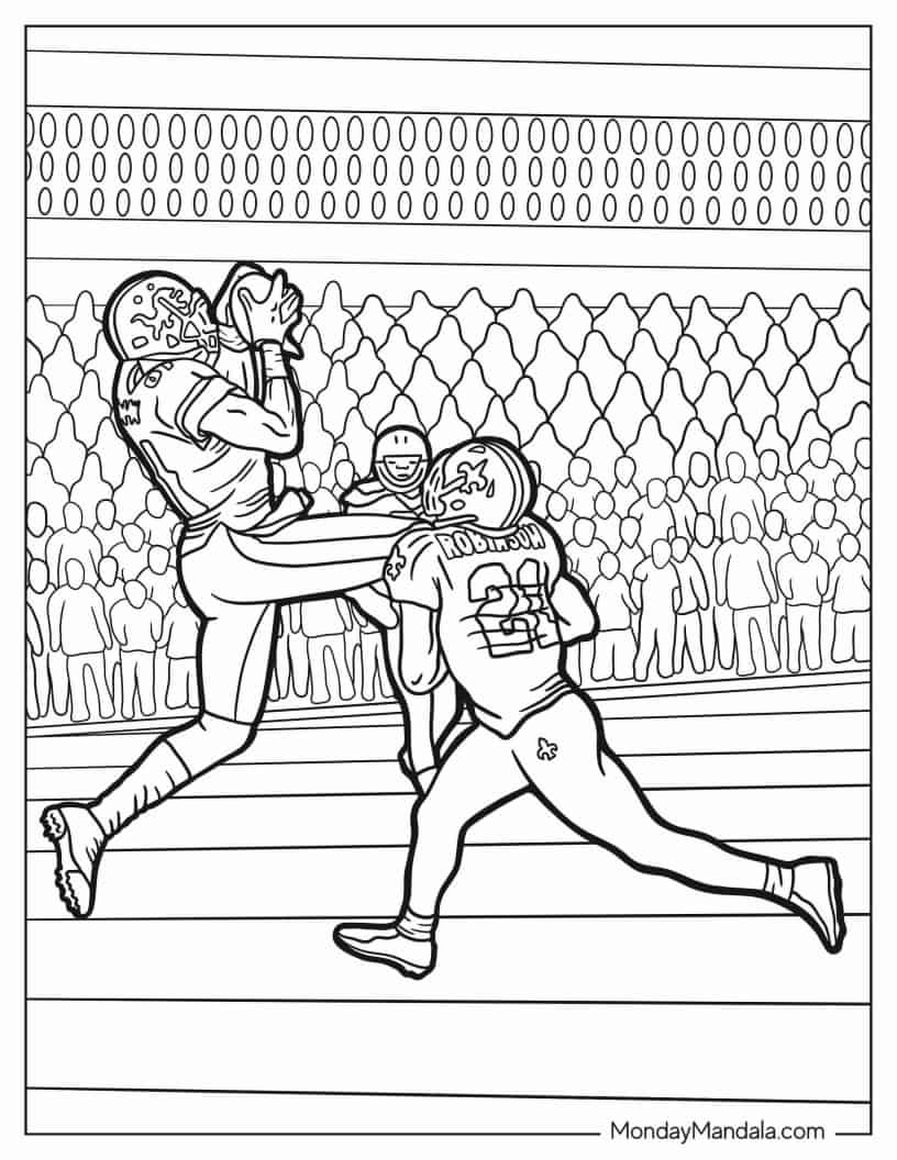 Coloring Page Of Wide Receiver Catching Ball coloring page