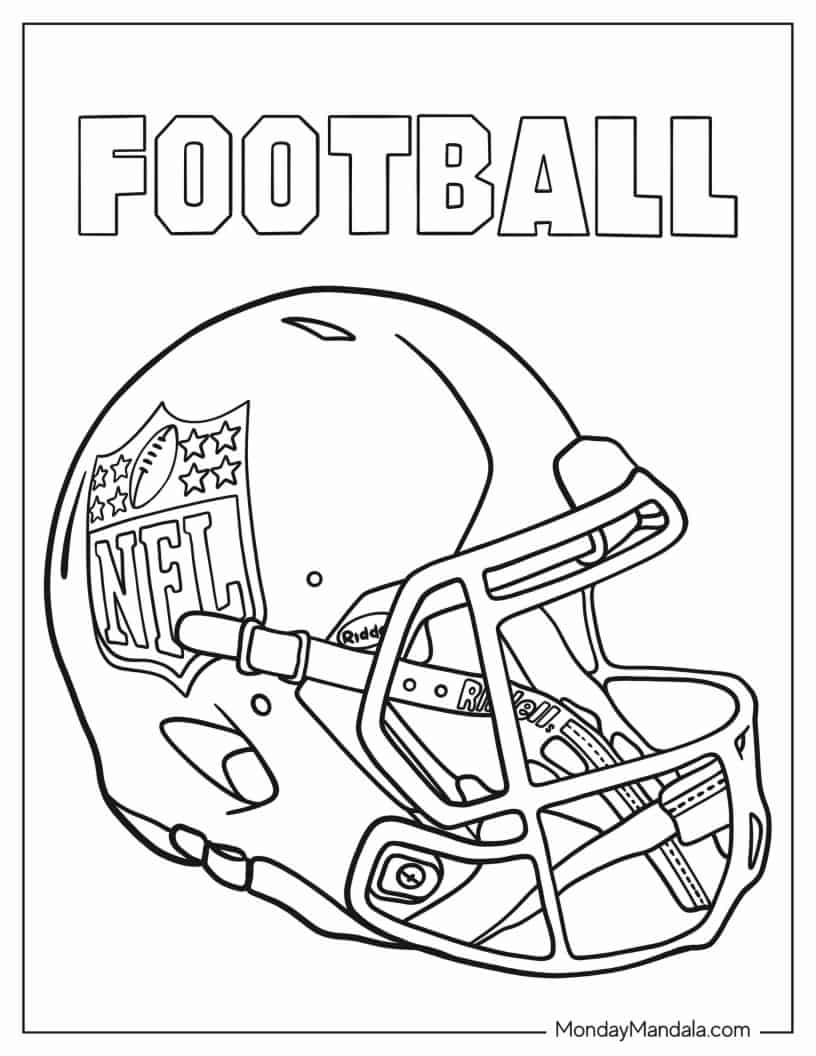 Football Helmet To Color For Kids coloring page