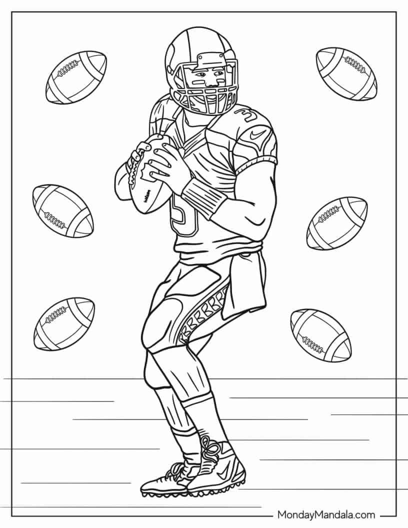 Football Player Coloring Sheet For Kids coloring page