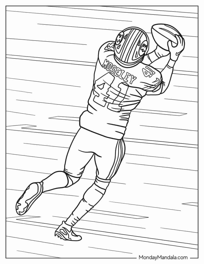 Football Wide Receiver Player To Color coloring page