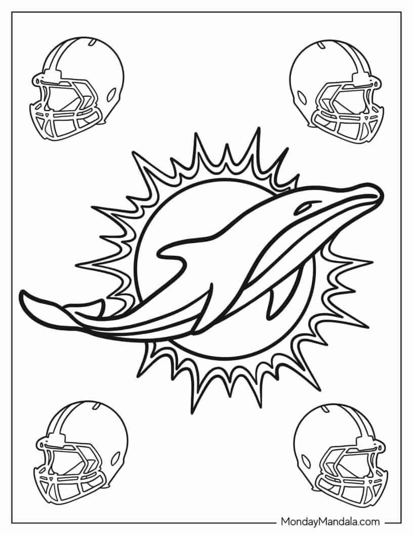Miami Dolphins Team Logo To Color coloring page