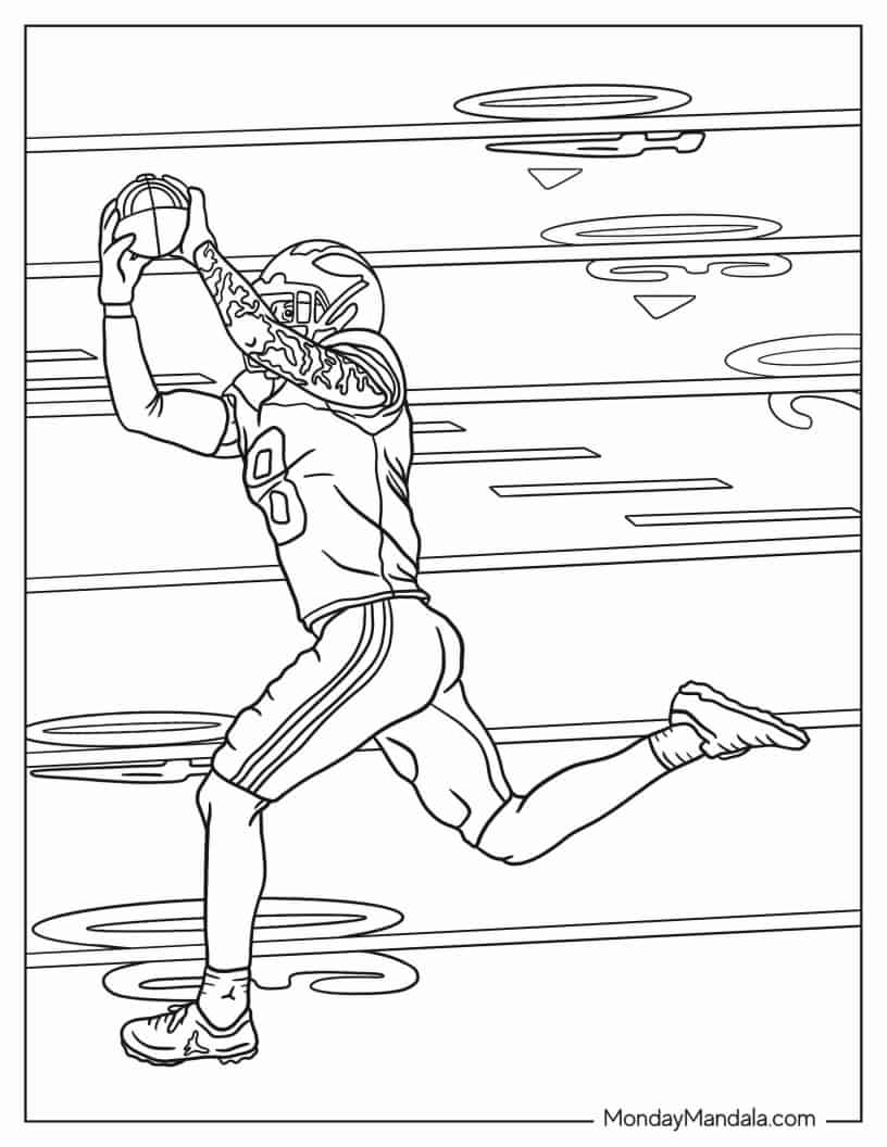 NFL Wide Receiver Catching Ball To Color coloring page