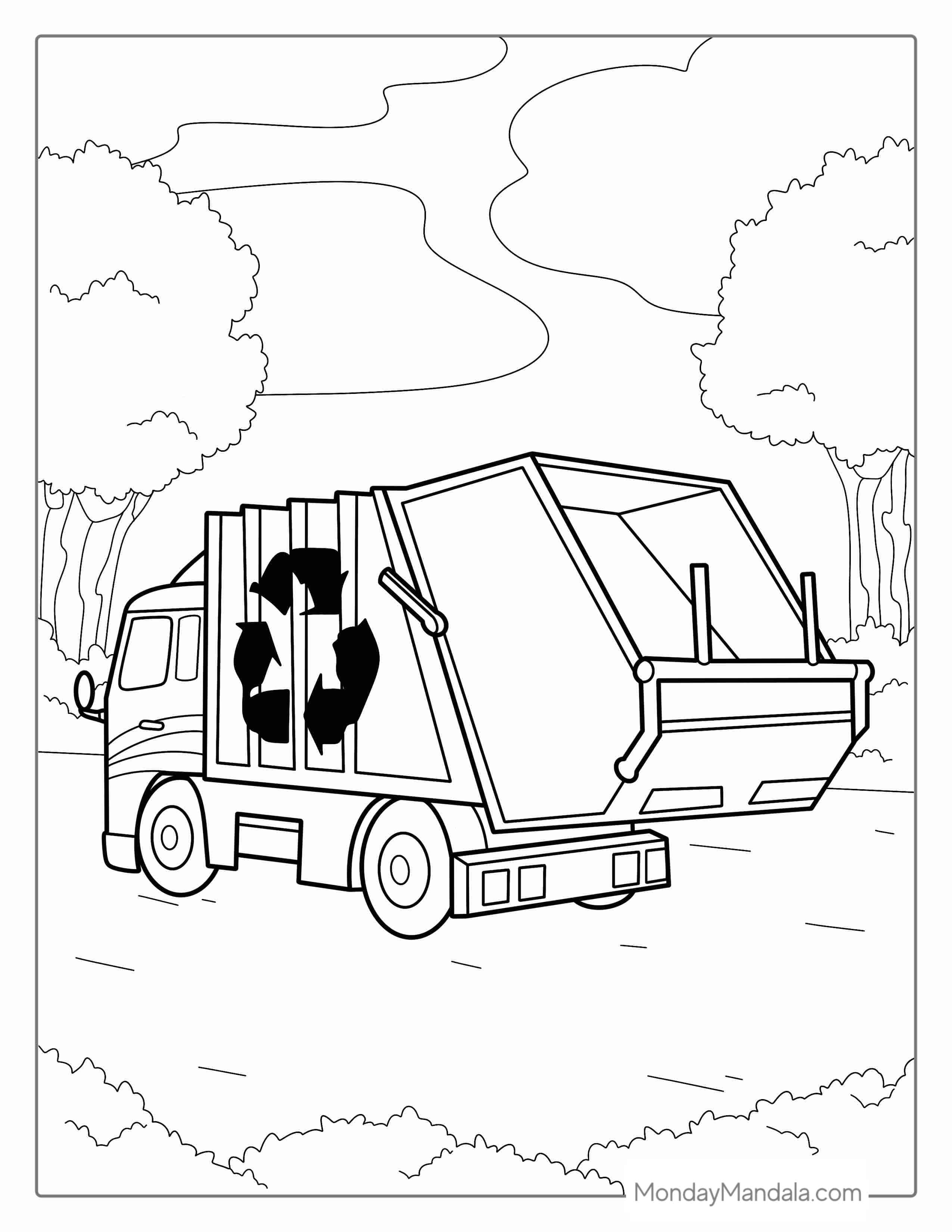 Back Loader Garbage Truck To Color(1) coloring page