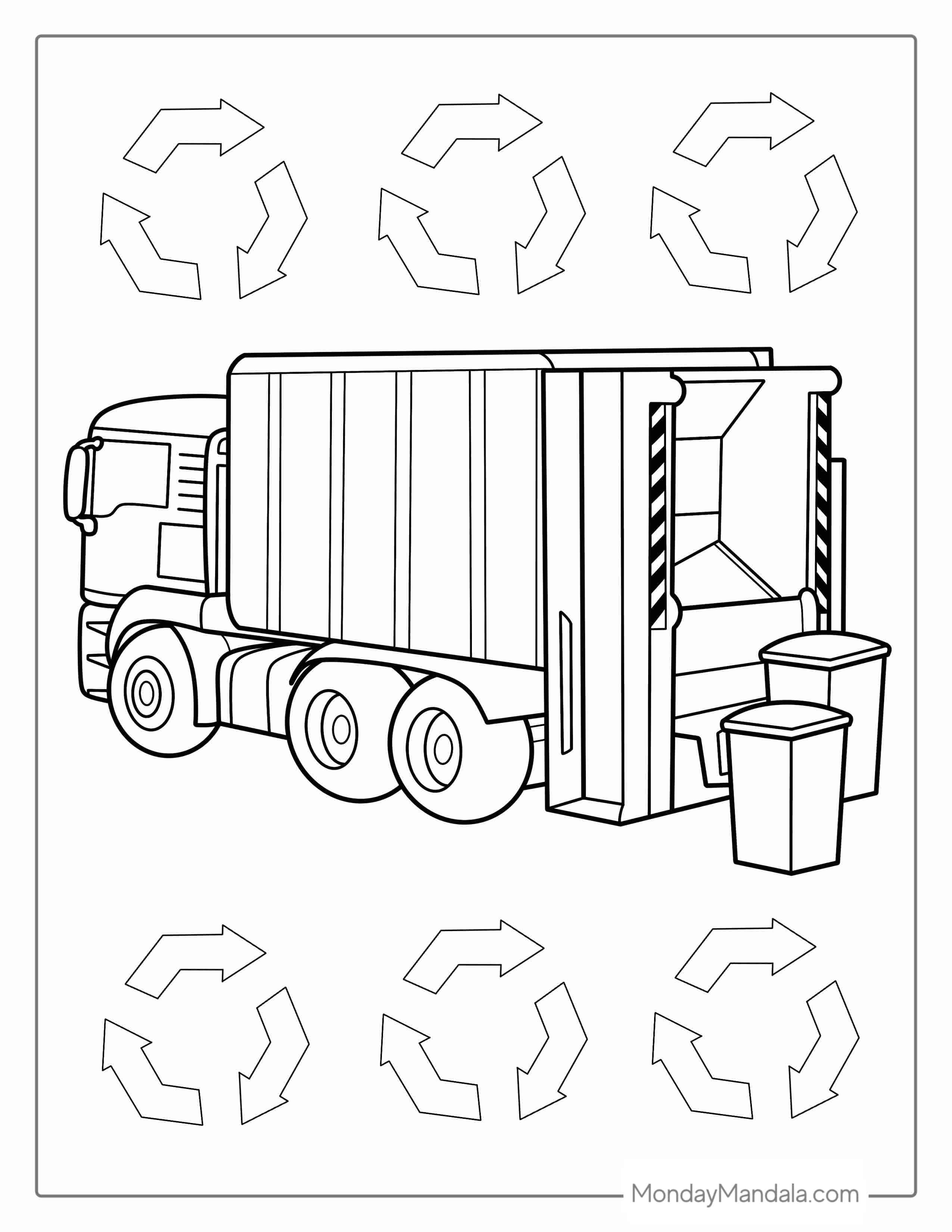 Back Loader Garbage Truck To Color coloring page